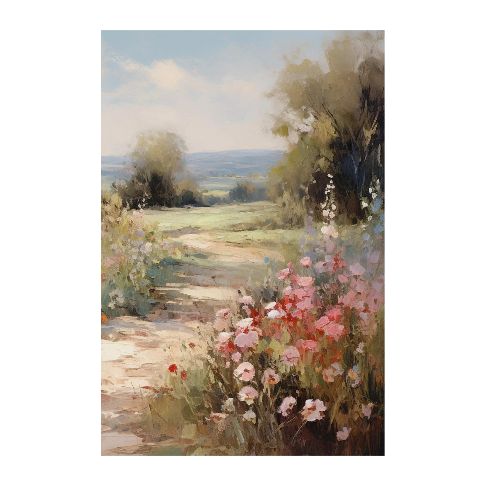 Enchanting Garden Path Floral Landscape Wall Art