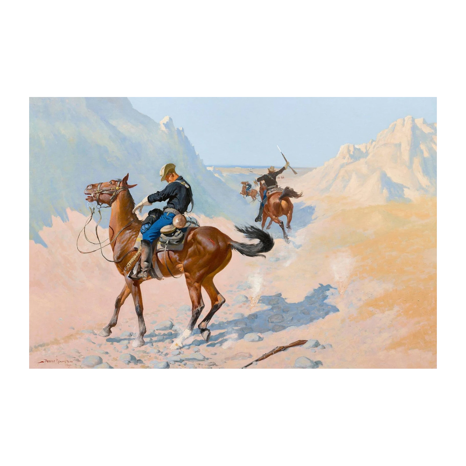 Western Cavalry Charge Desert Landscape Wall Art