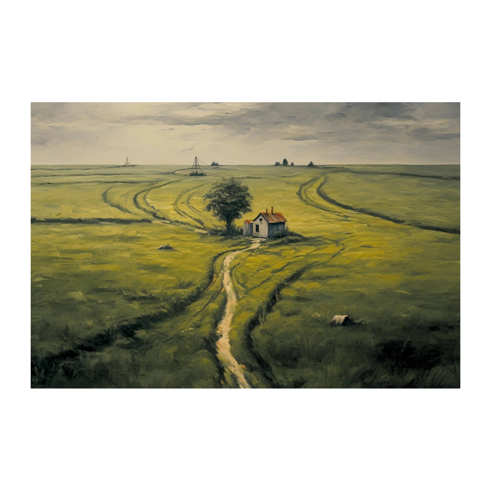 Serene Countryside House Landscape Wall Art