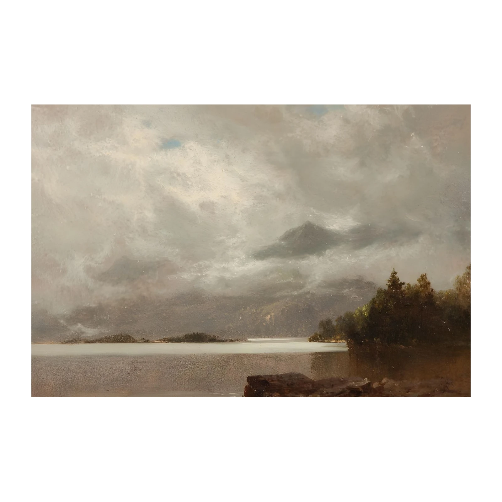 Serene Misty Lake Landscape Wall Art