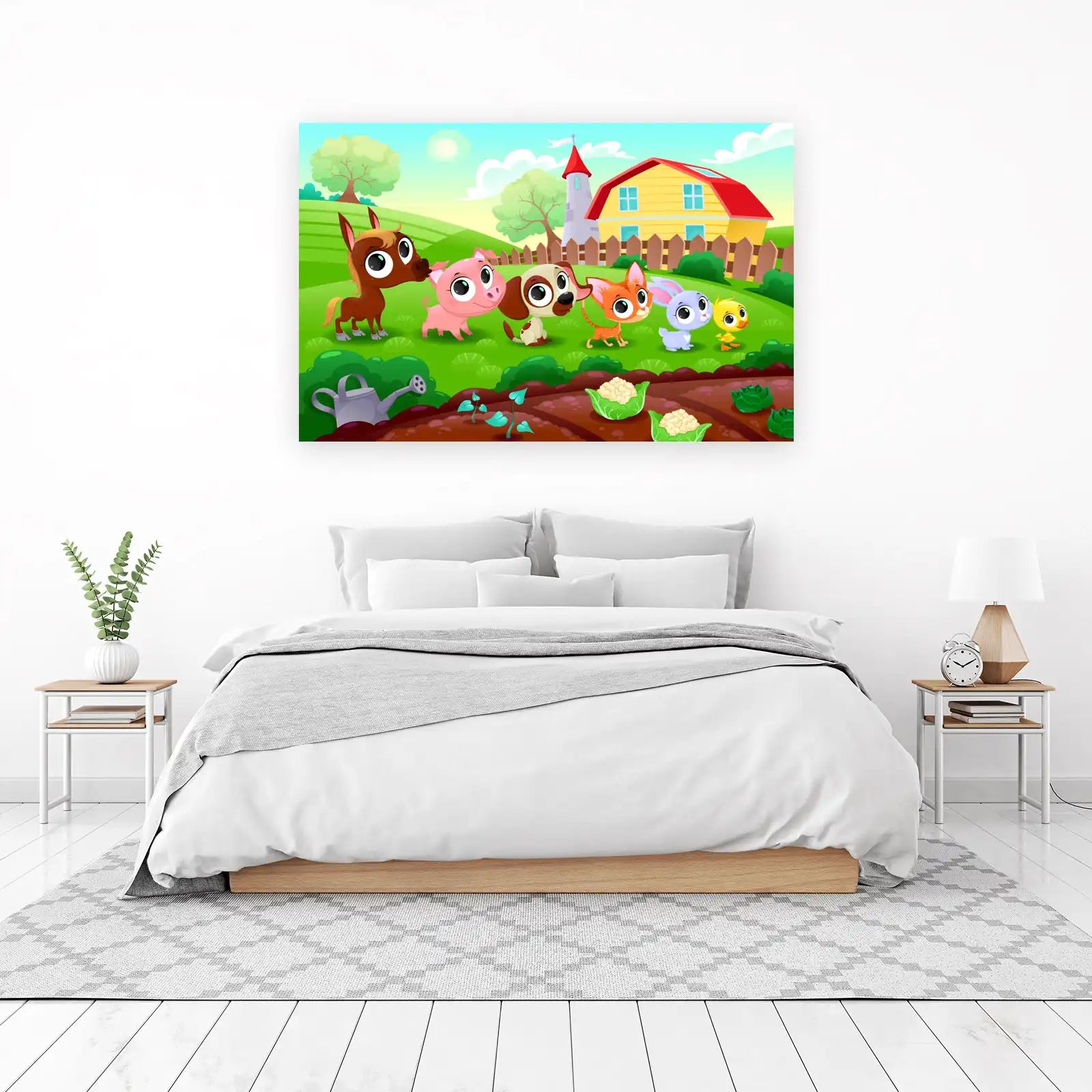 Cute Farm Animals Cartoon Wall Art