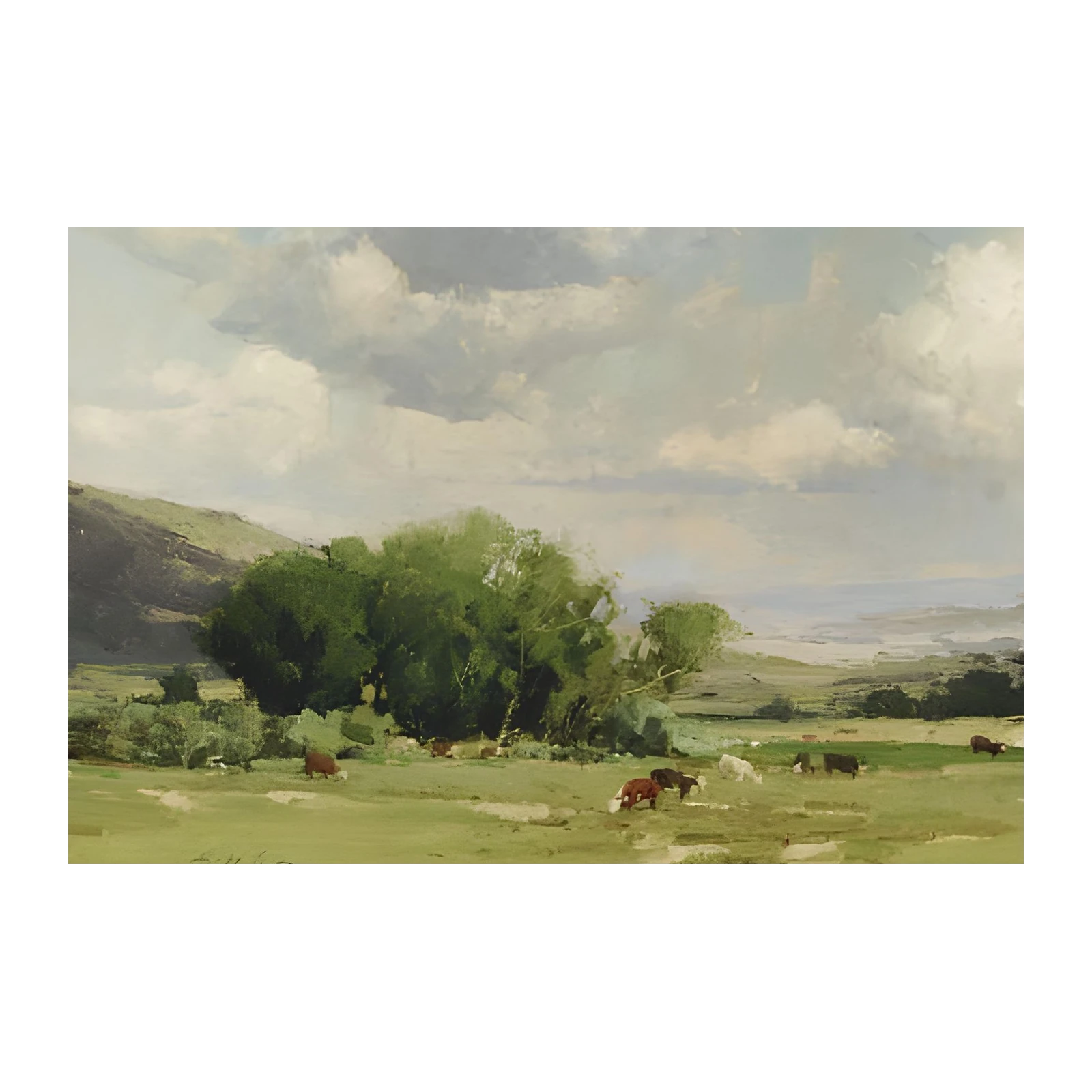 Peaceful Pasture Cows Landscape Wall Art