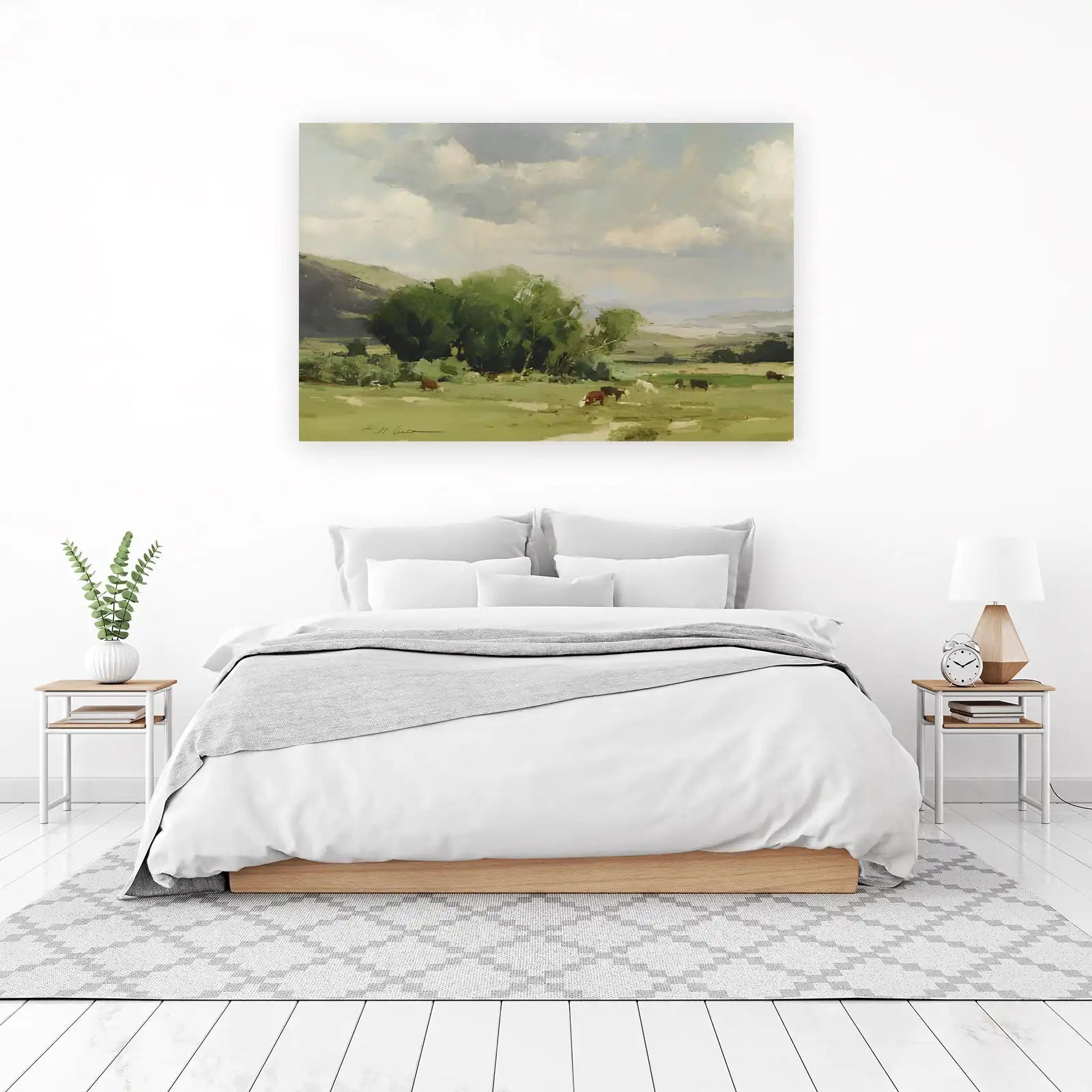 Peaceful Pasture Cows Landscape Wall Art