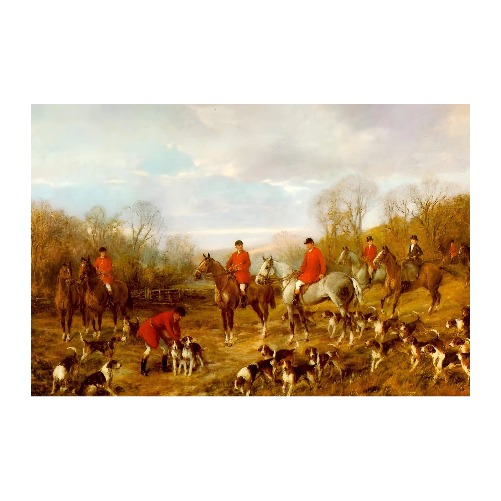 Fox Hunting Scene Equestrian Horse Art Wall Art