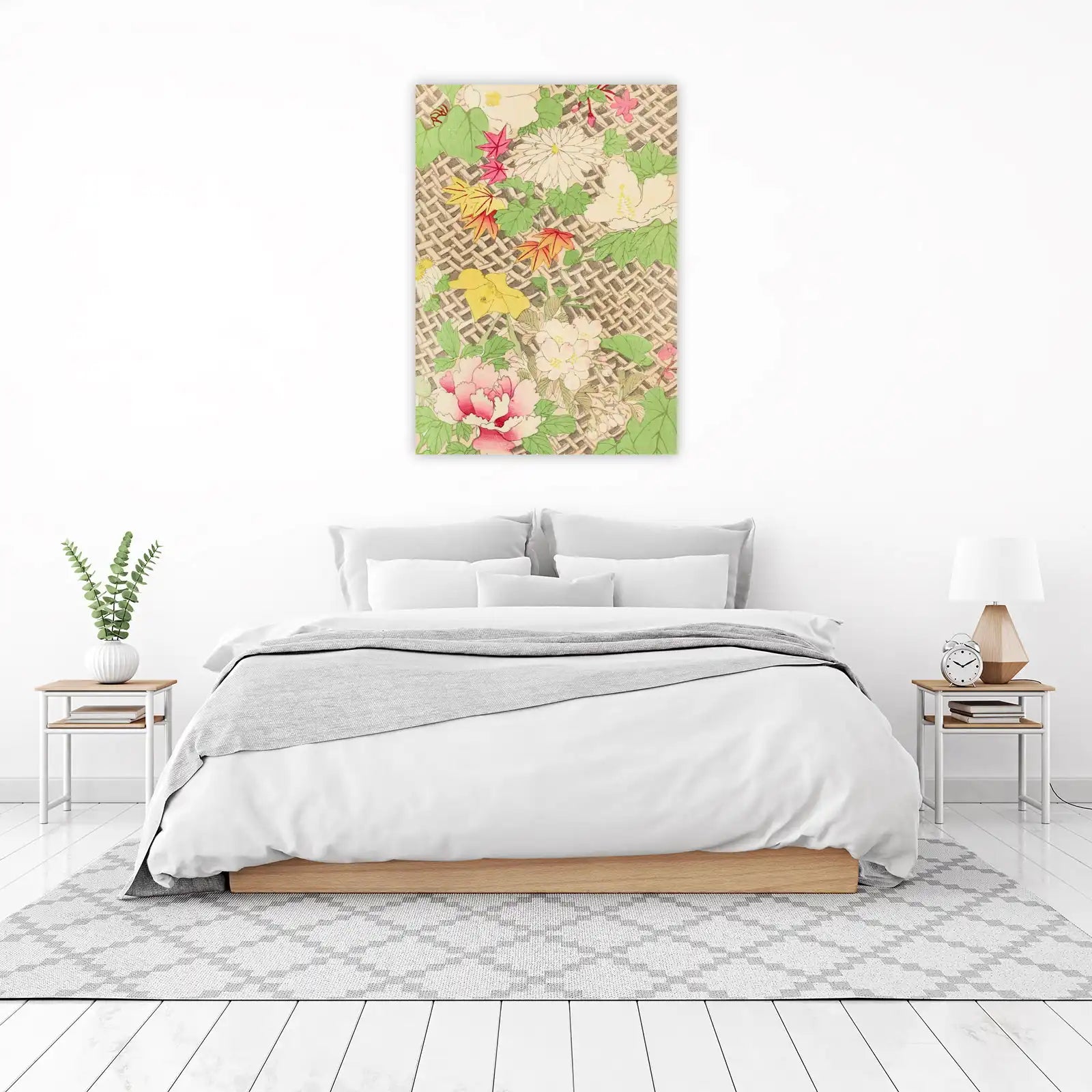 Serene Floral Woven Garden Wall Art