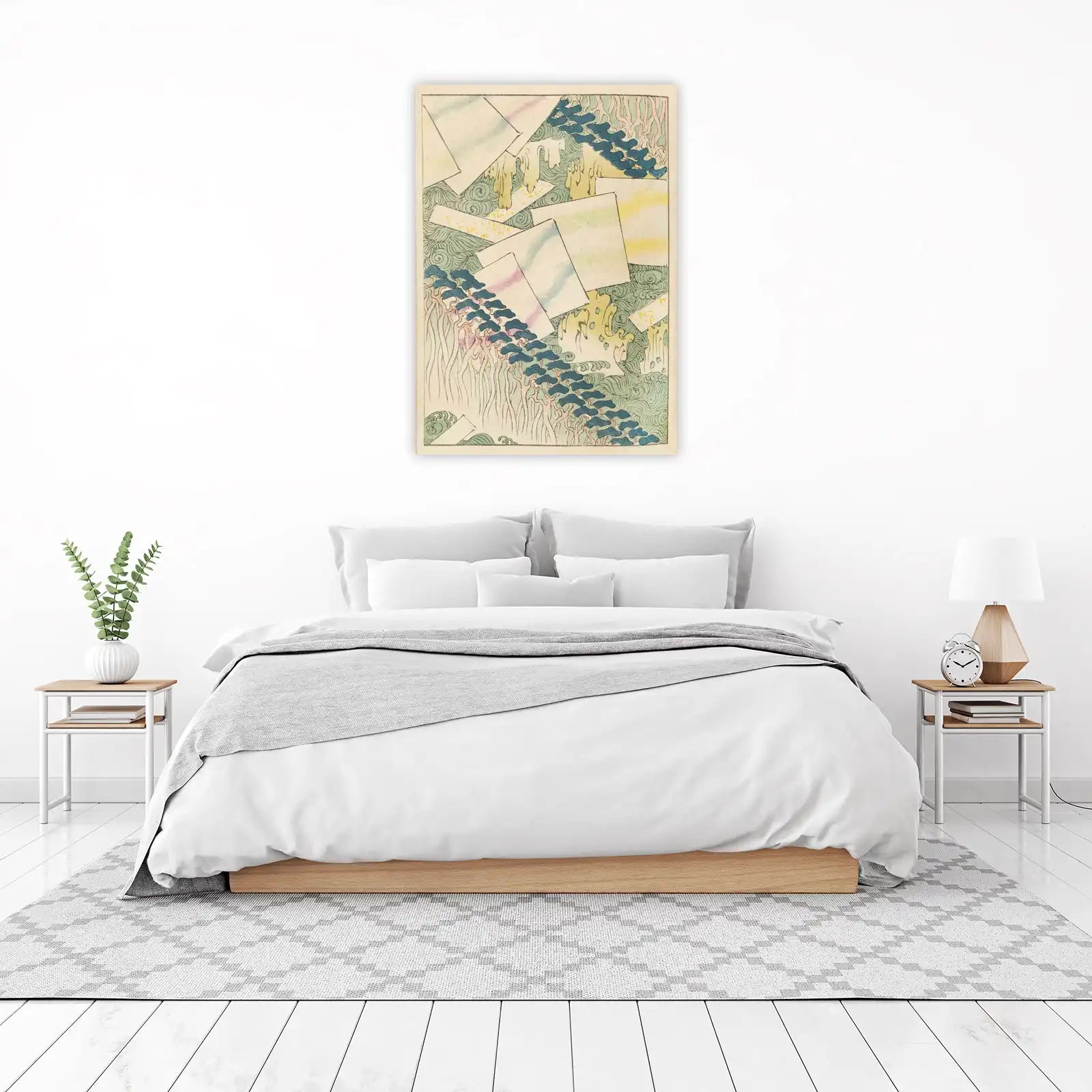 Abstract Japanese Wave & Pine Wall Art