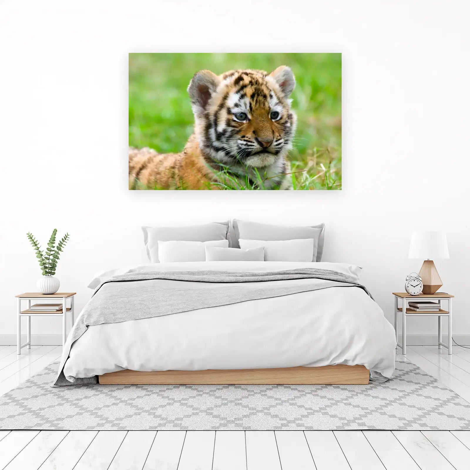 Adorable Tiger Cub Grass Wall Art