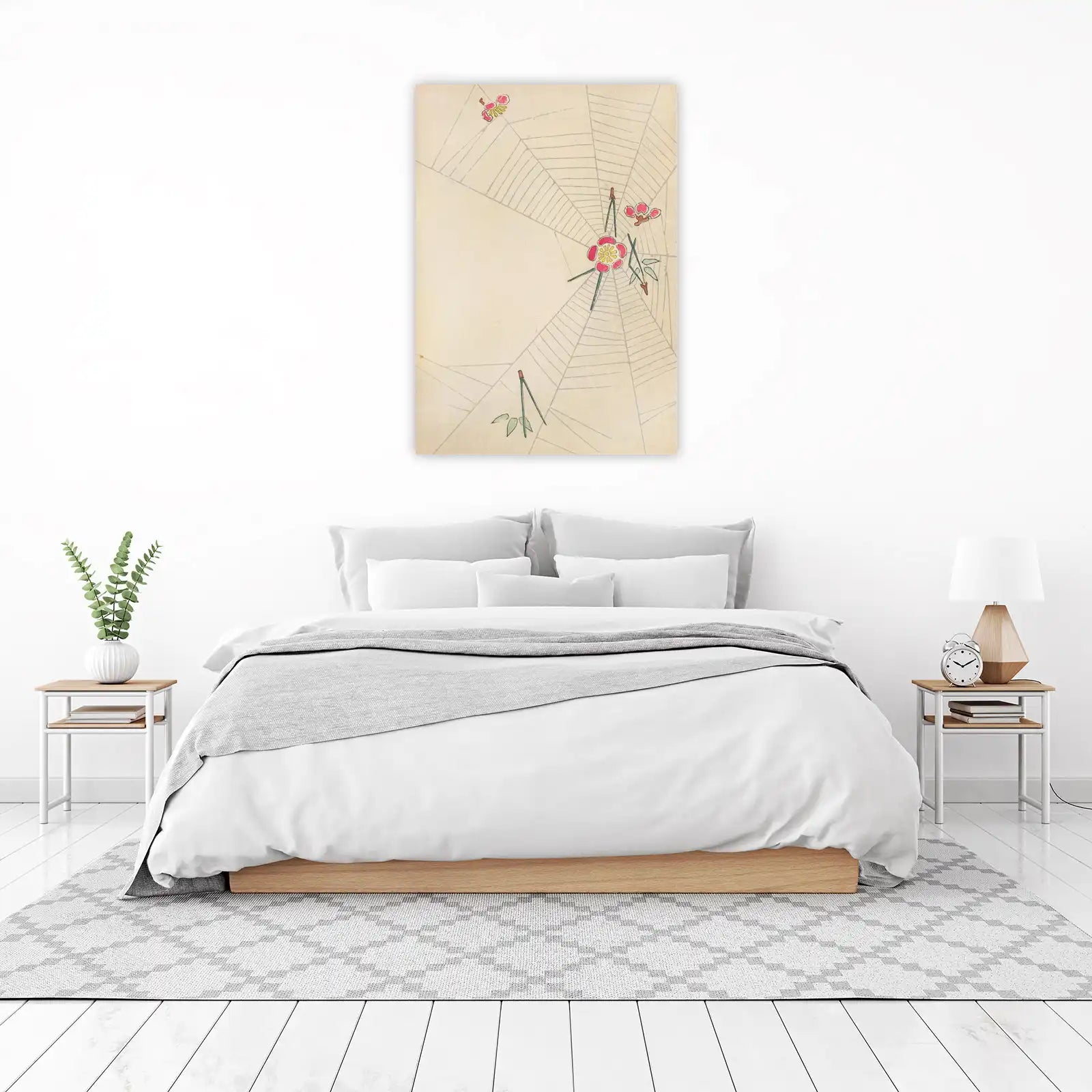 Elegant Plum Blossom Spiderweb Wall Art