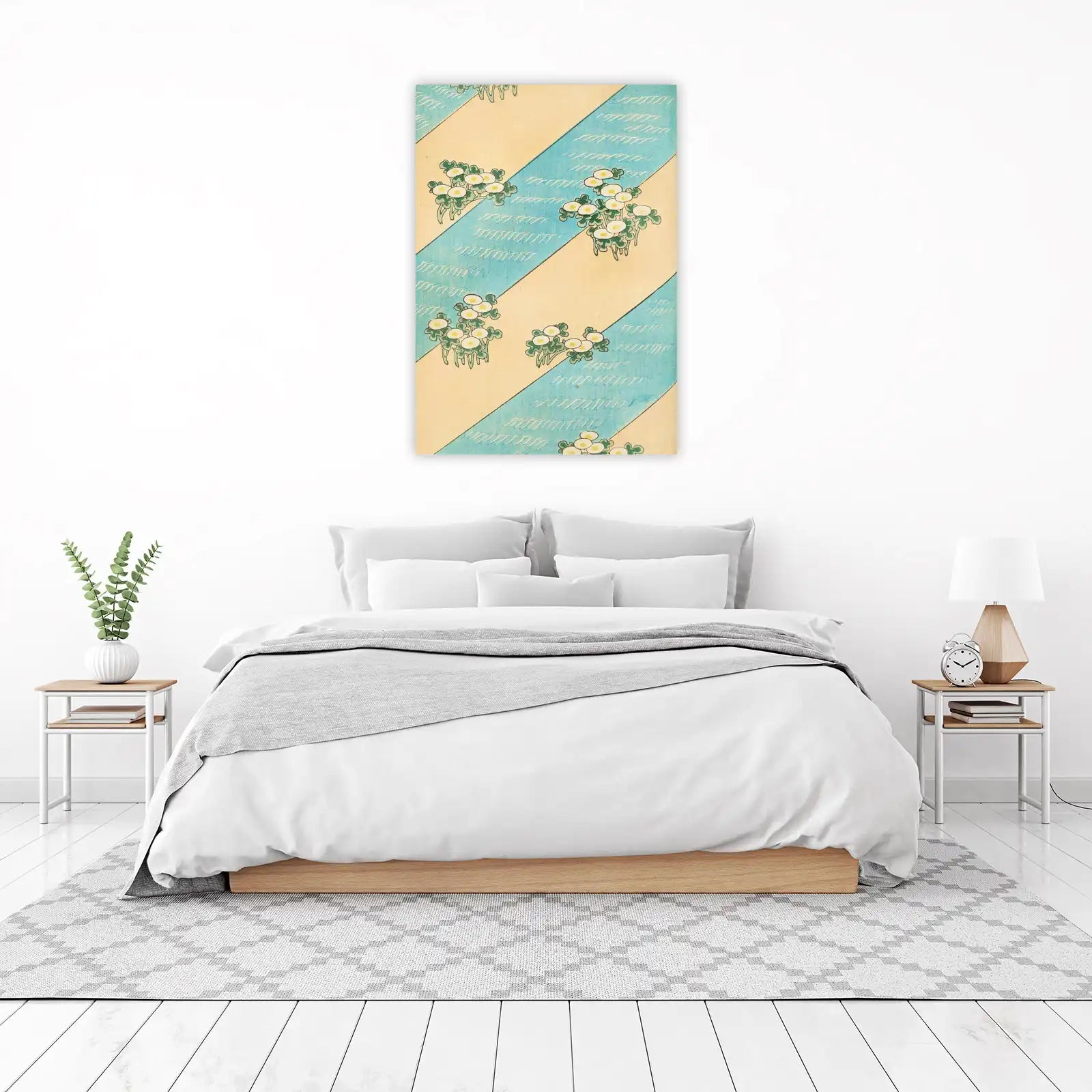 Serene Floral & Stripes Wall Art