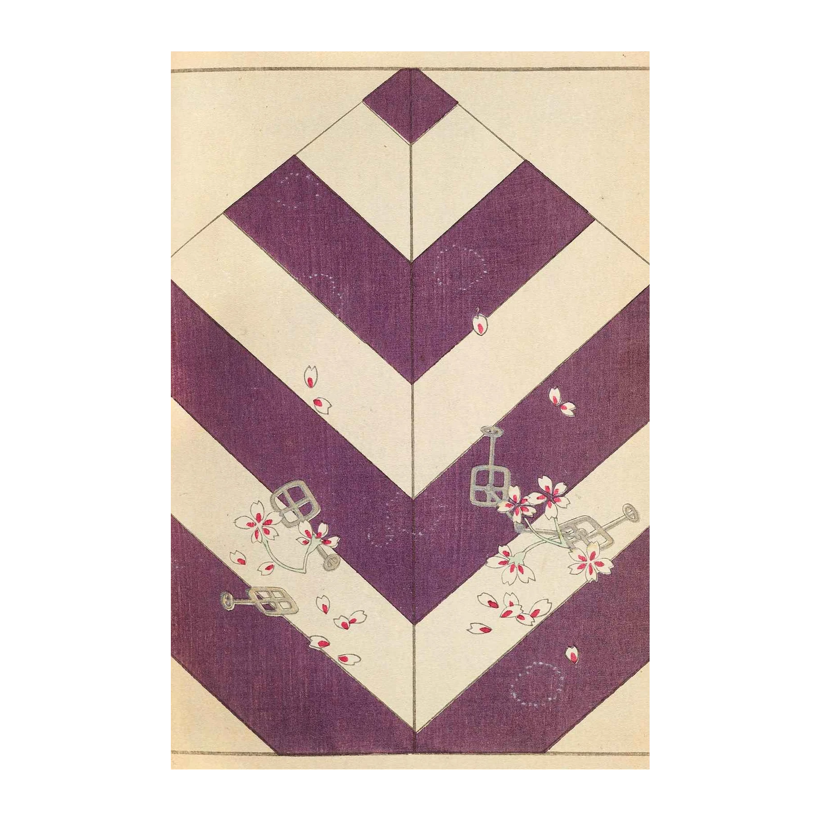 Purple Chevron Cherry Blossom Wall Art