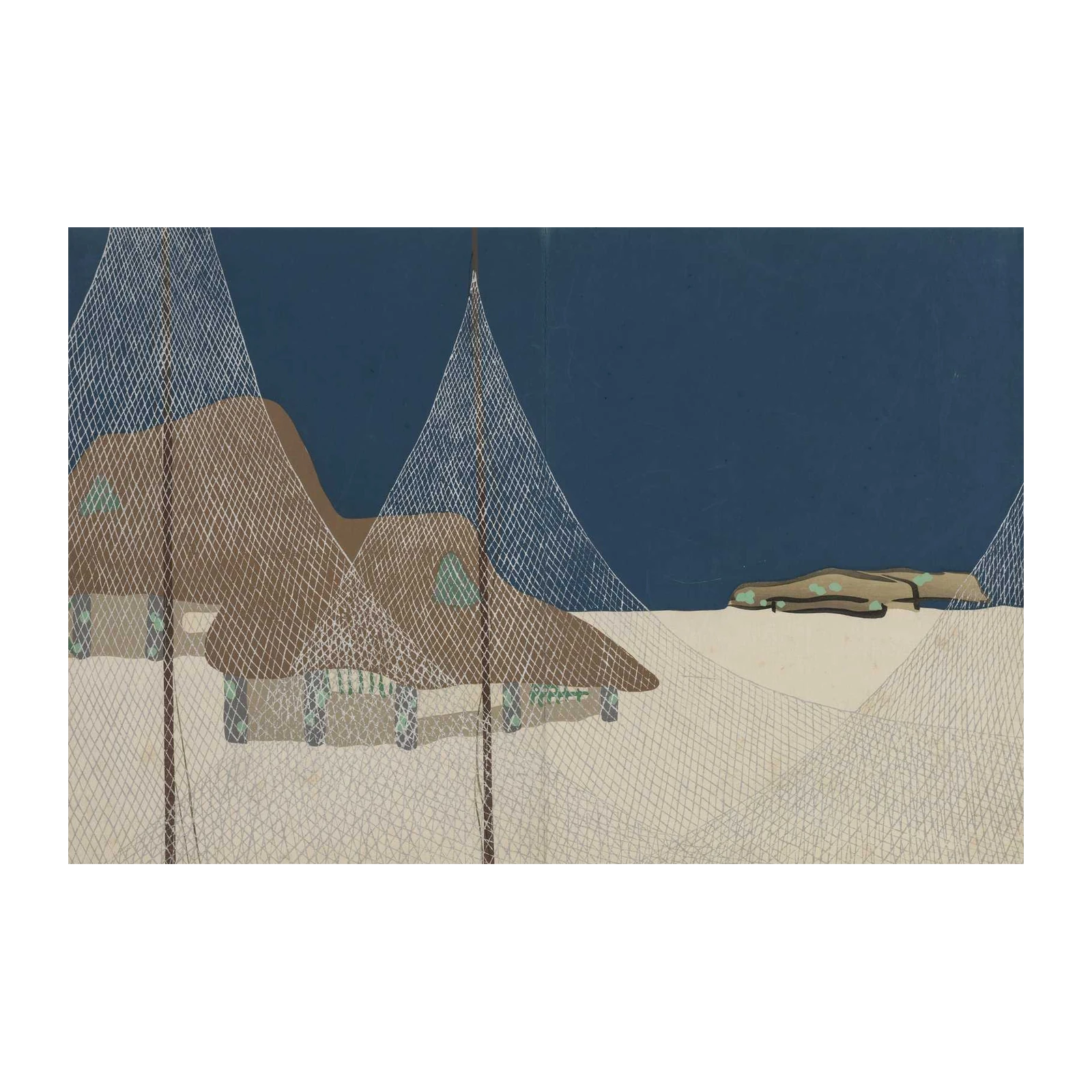 Minimalist Fishing Village Wall Art
