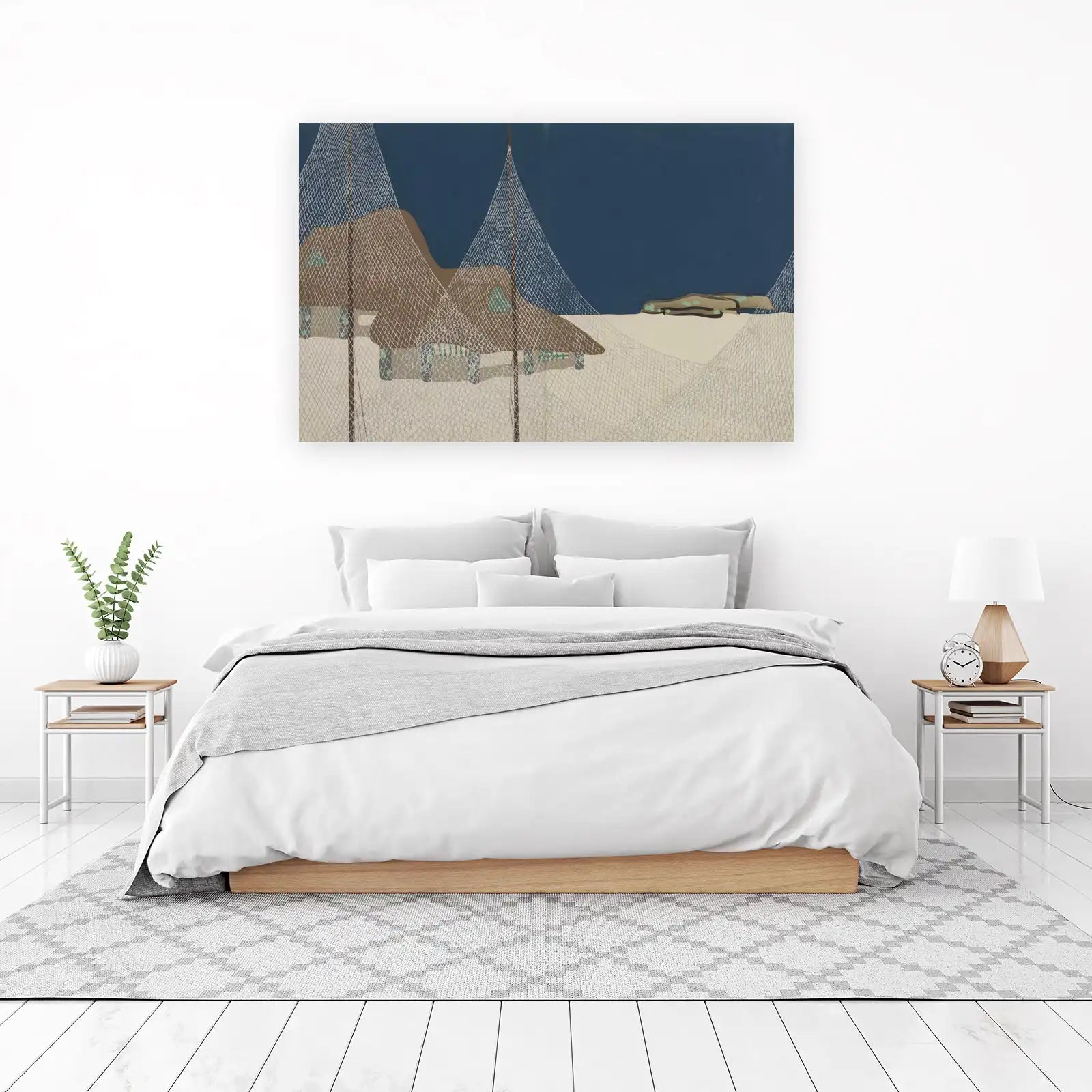 Minimalist Fishing Village Wall Art