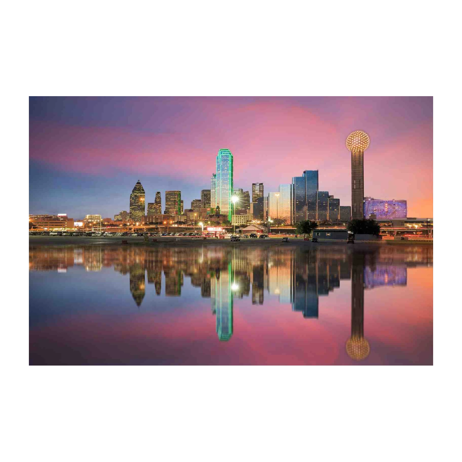 Dallas Skyline Sunset Reflections Wall Art