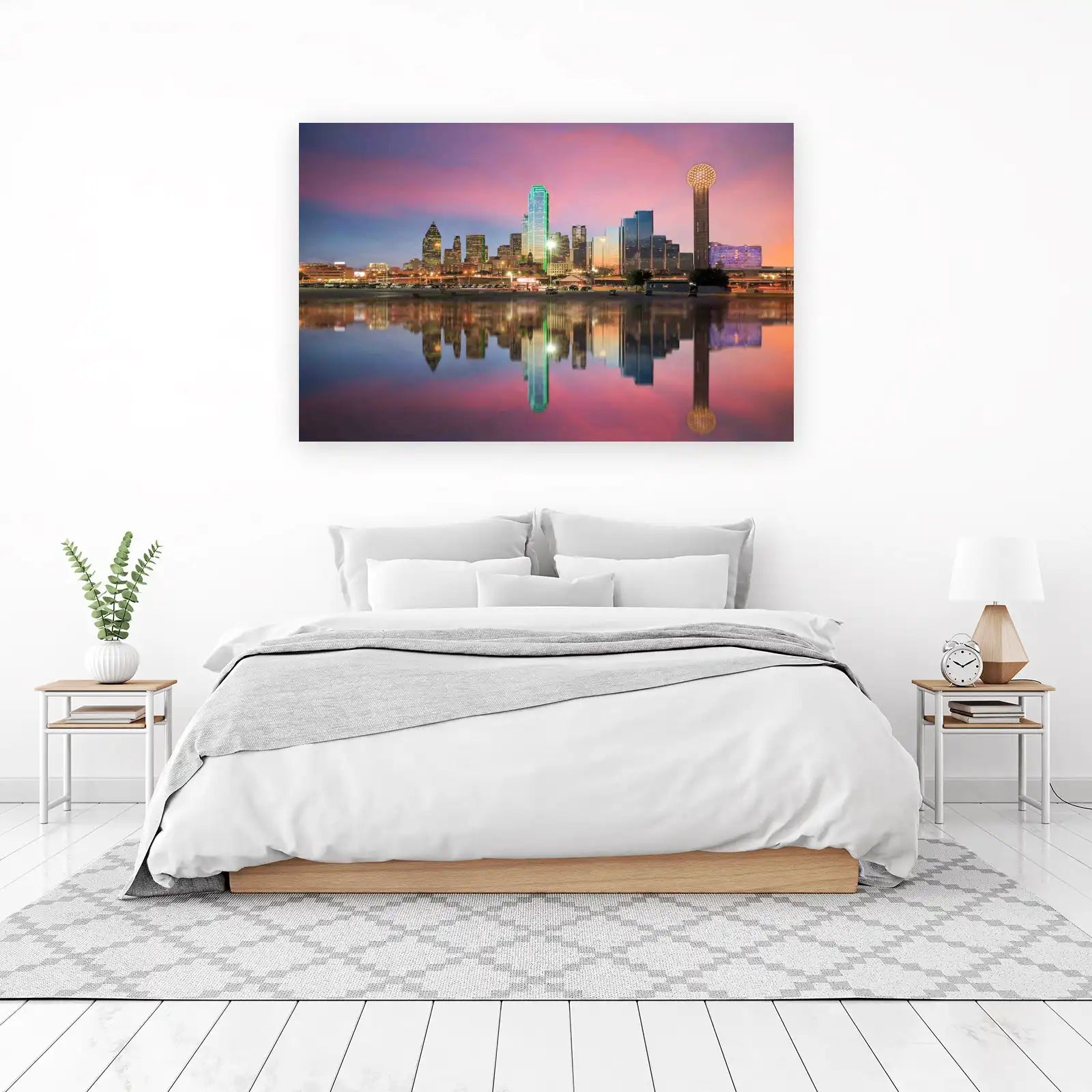 Dallas Skyline Sunset Reflections Wall Art