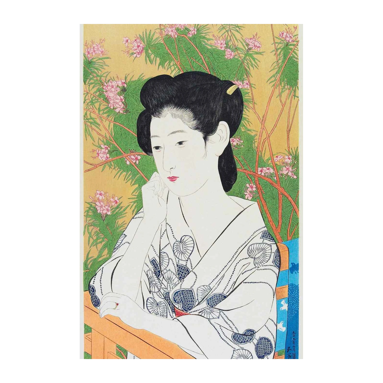 Elegant Japanese Woman Sakura Blossom Wall Art