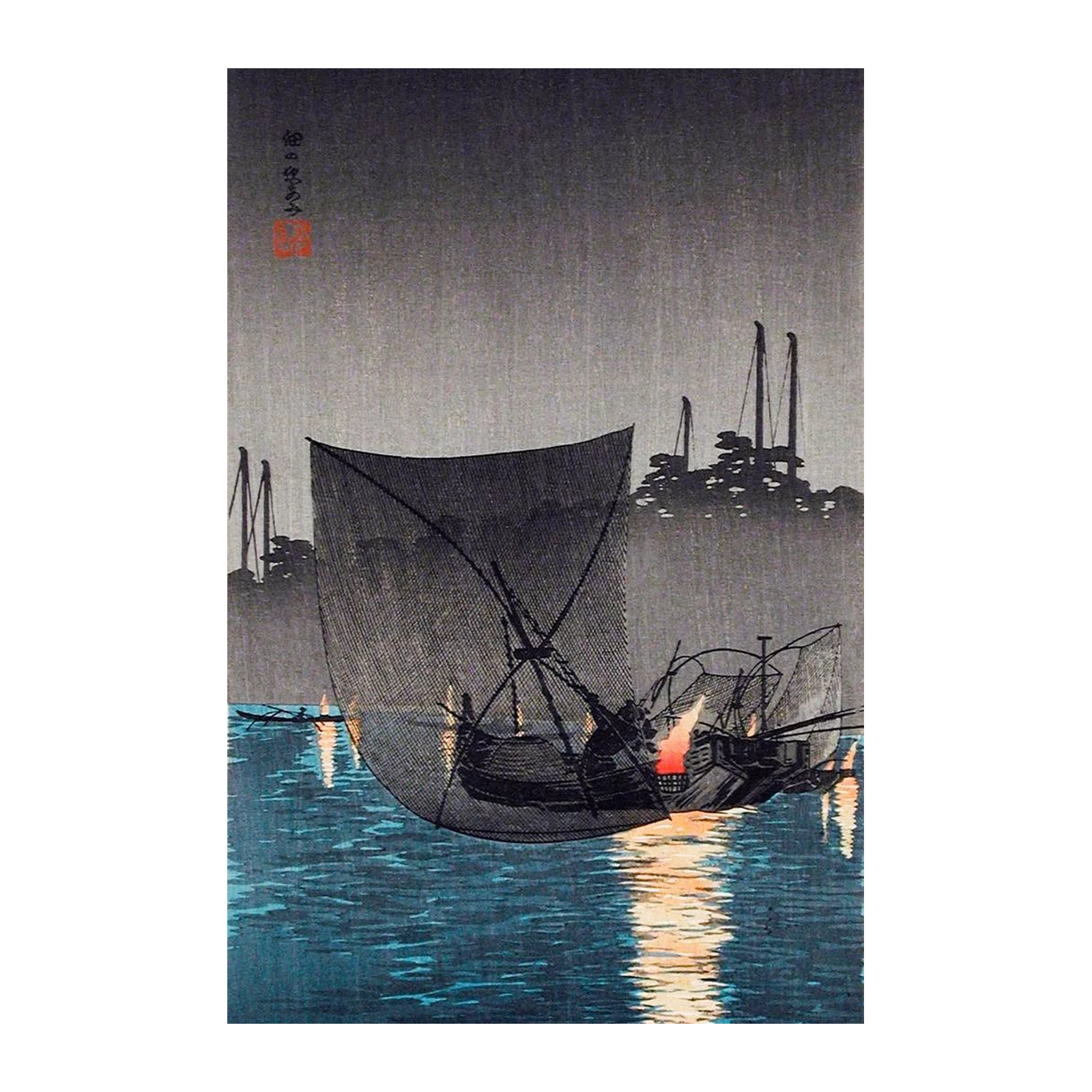 Serene Night Fishing Boats Wall Art