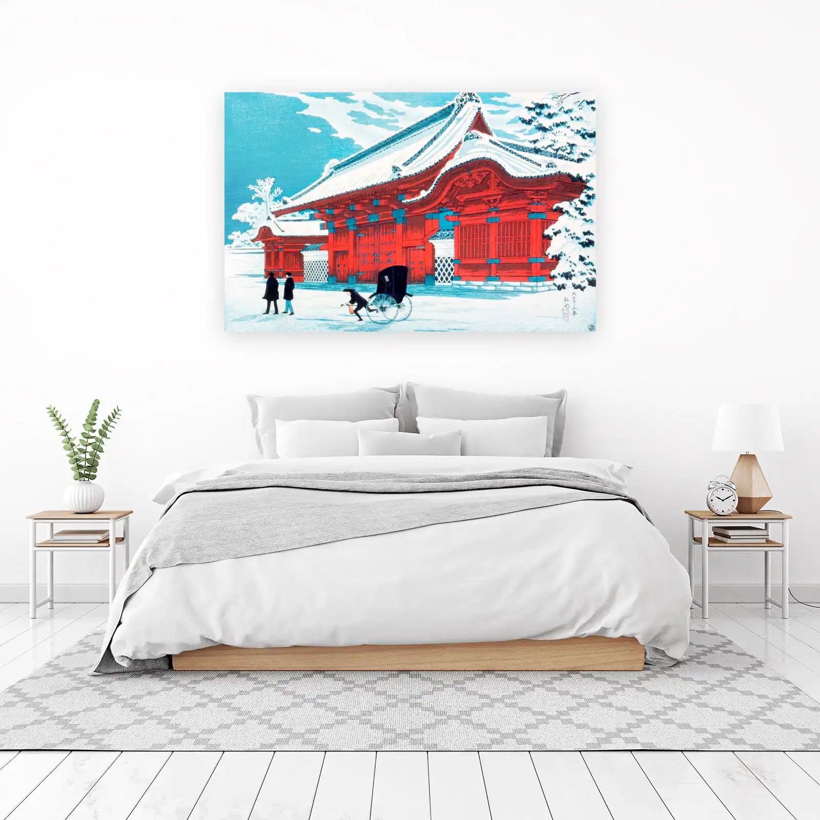 Vibrant Japanese Temple Winter Scene Wall Art