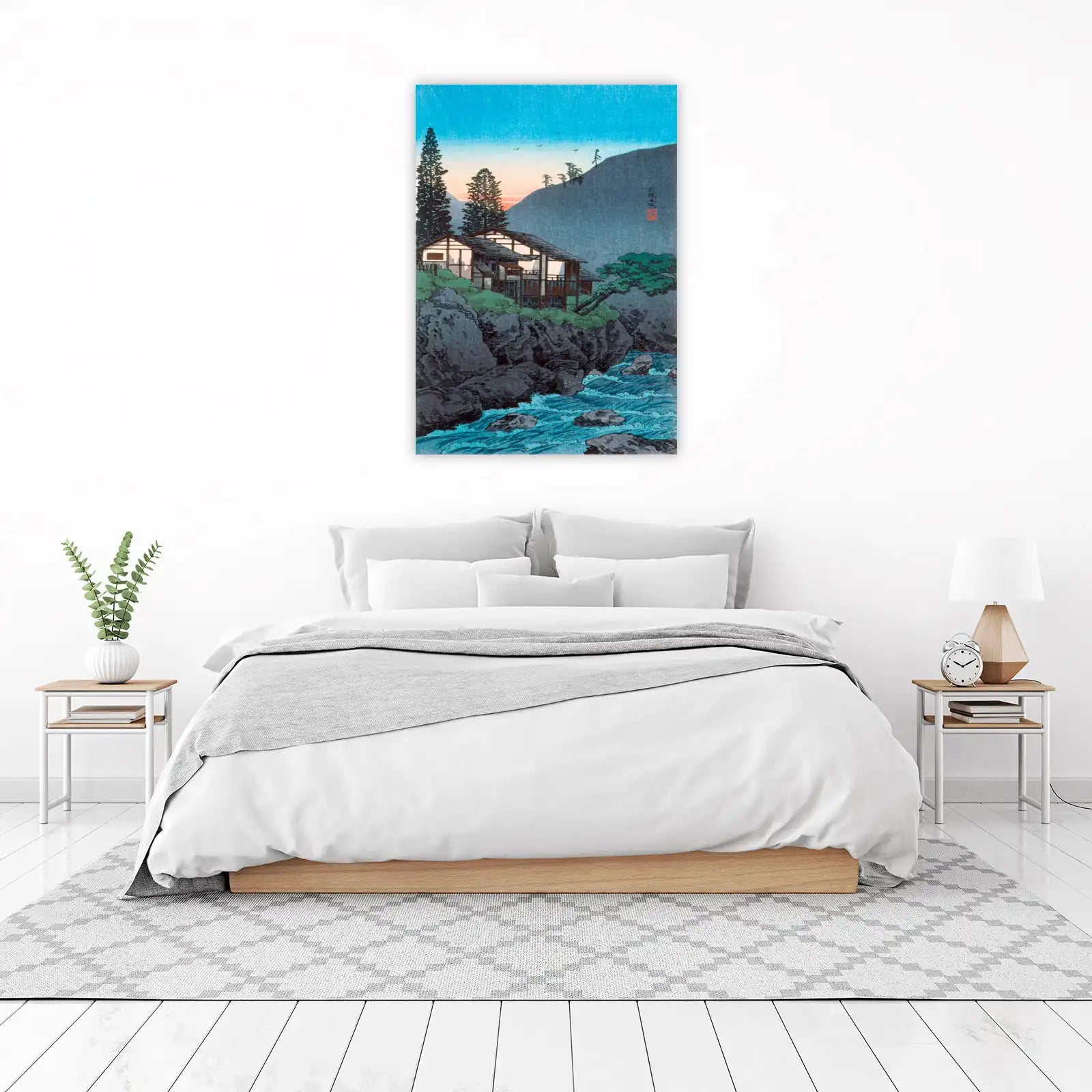 Serene Japanese Mountain House Wall Art