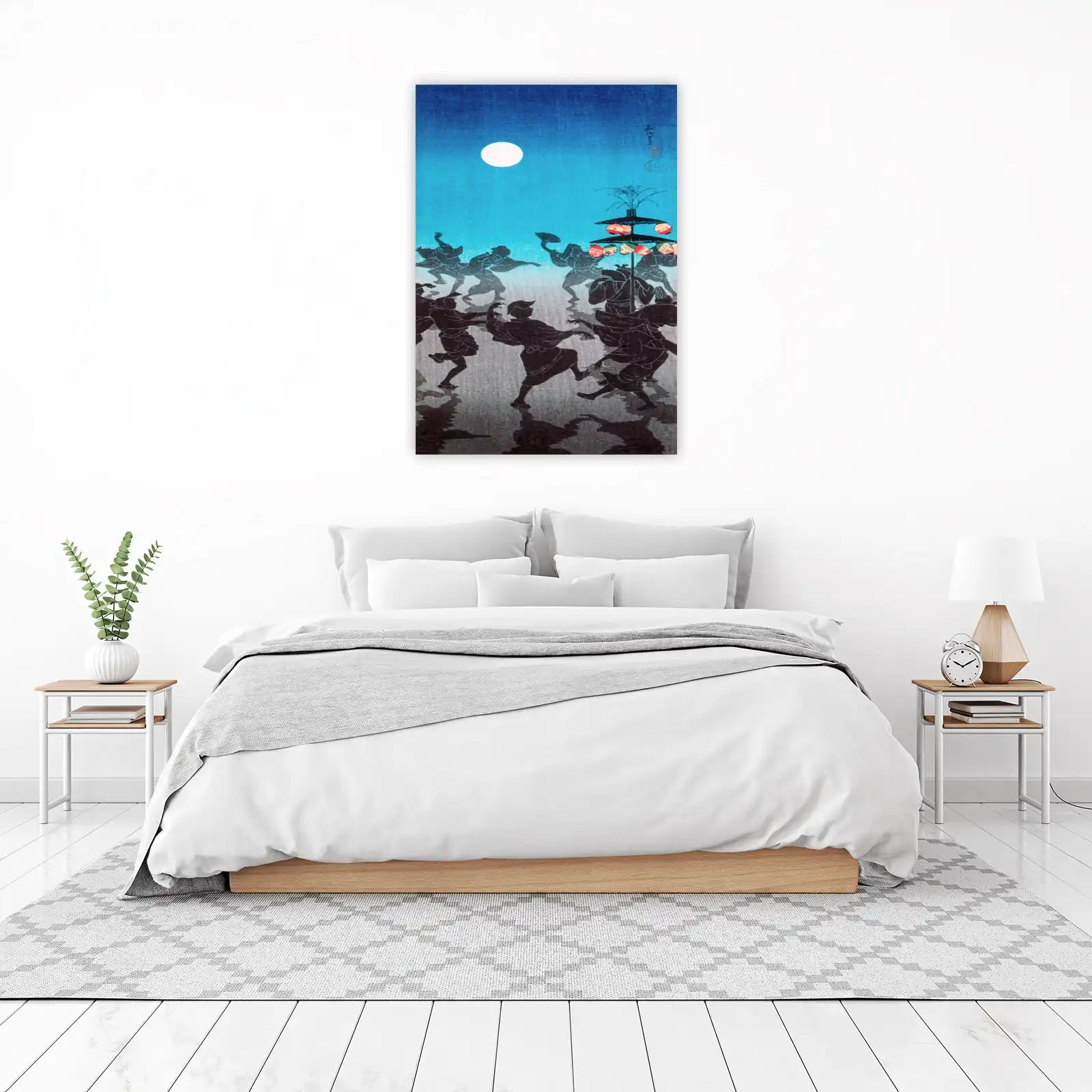 Japanese Moonlit Festival Dancers Wall Art