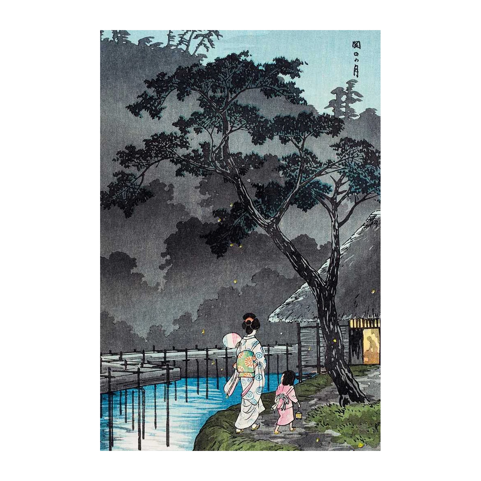Tranquil Moonlit Japanese Landscape Wall Art