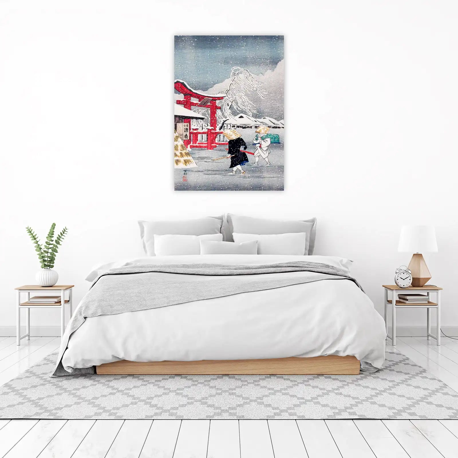 Serene Snowy Japanese Journey Wall Art