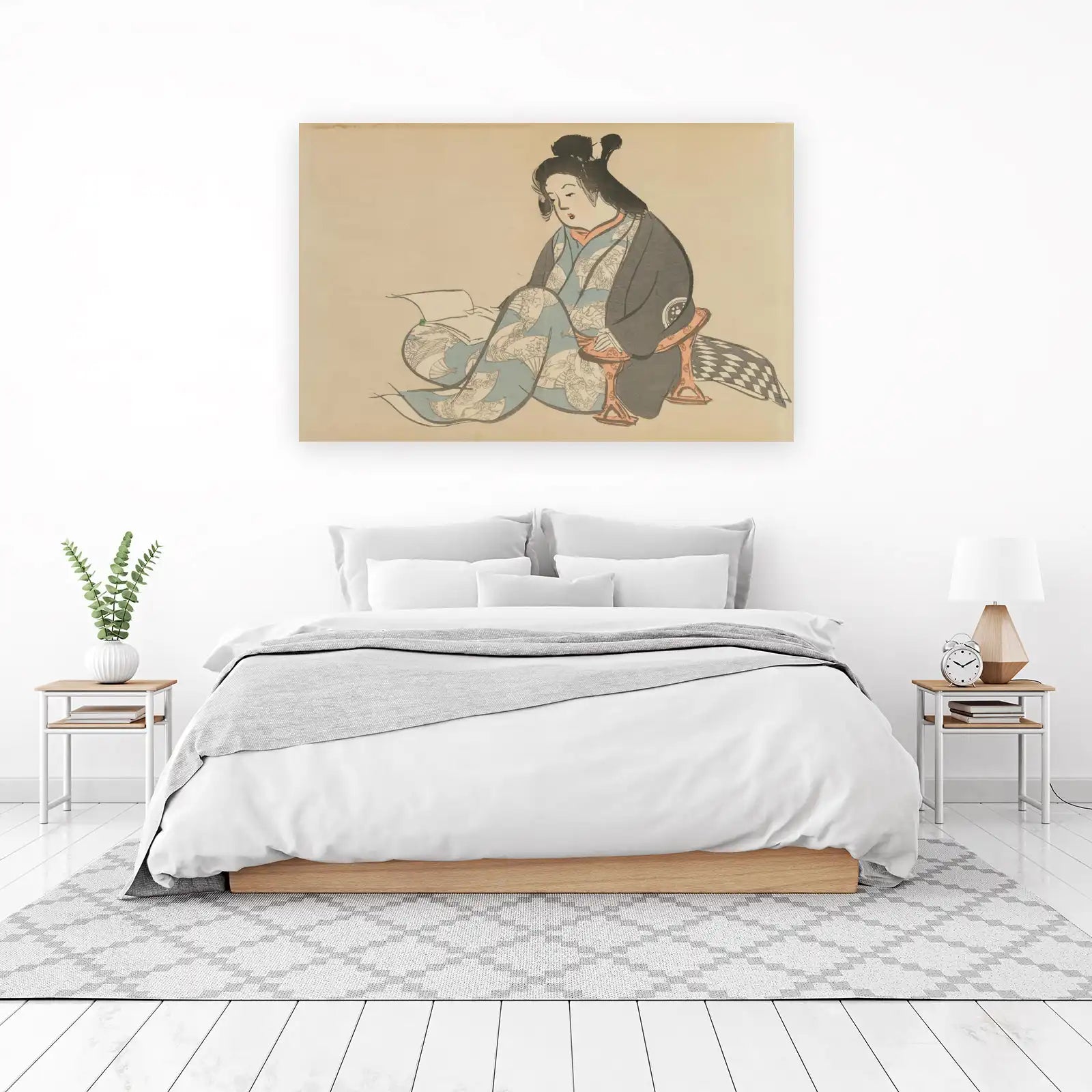 Elegant Japanese Woman Reading Wall Art