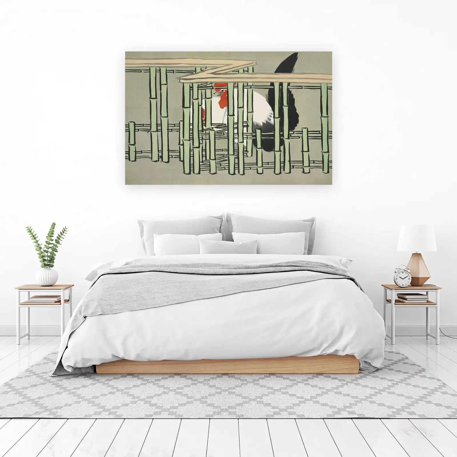 Bamboo Rooster & Bamboo Fence Wall Art