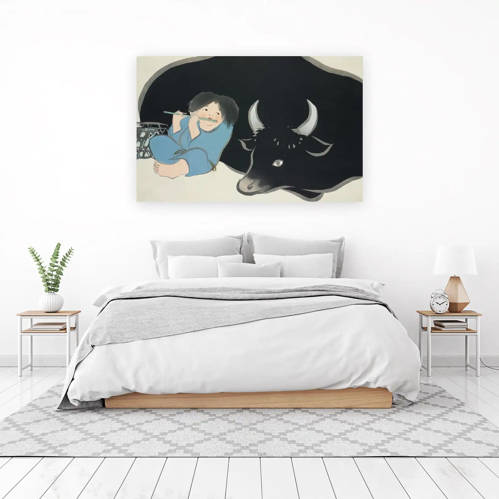 Serene Boy & Ox Flute Player Wall Art