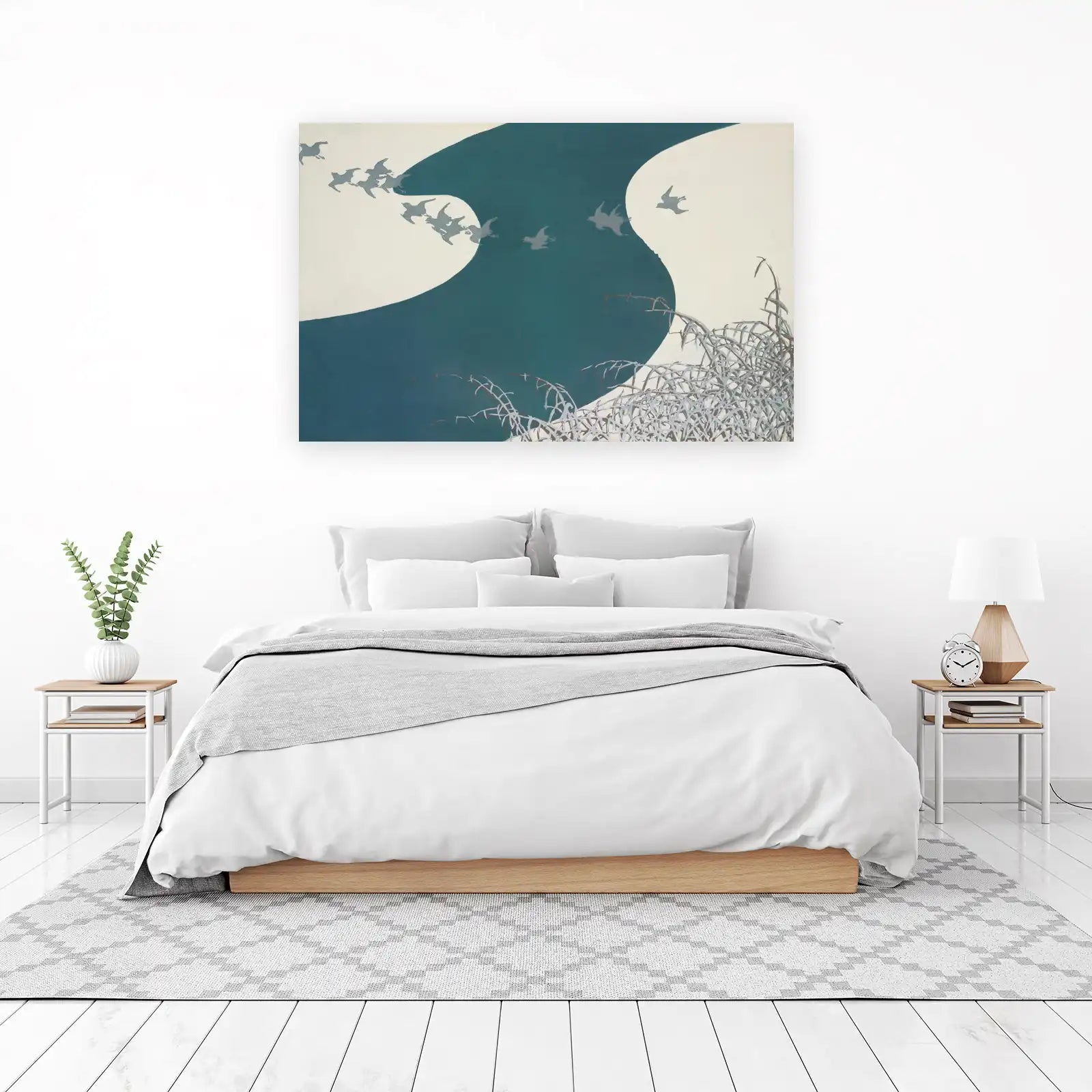 Serene Flock of Birds Riverbend Wall Art