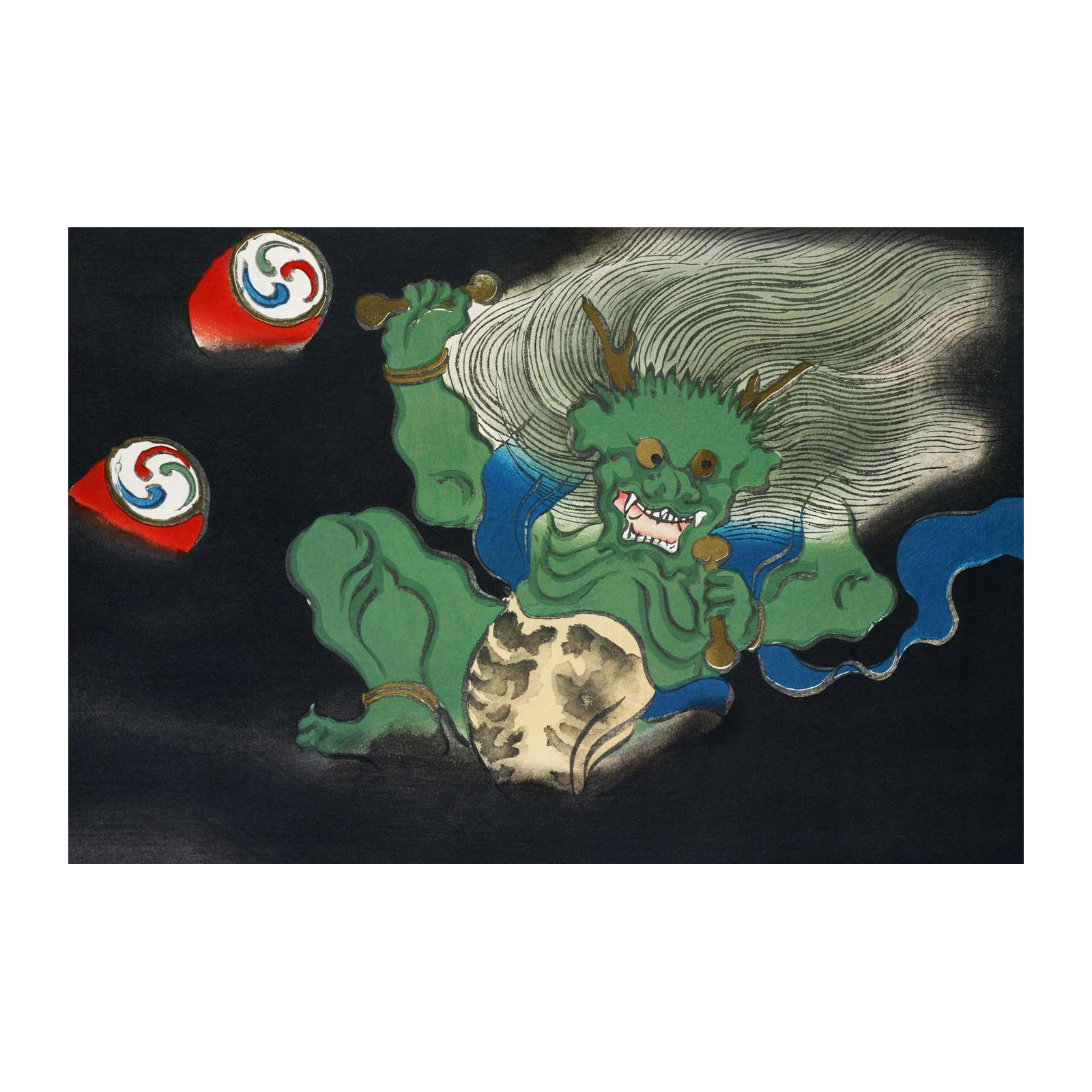 Majestic Green Oni Japanese Folklore Wall Art