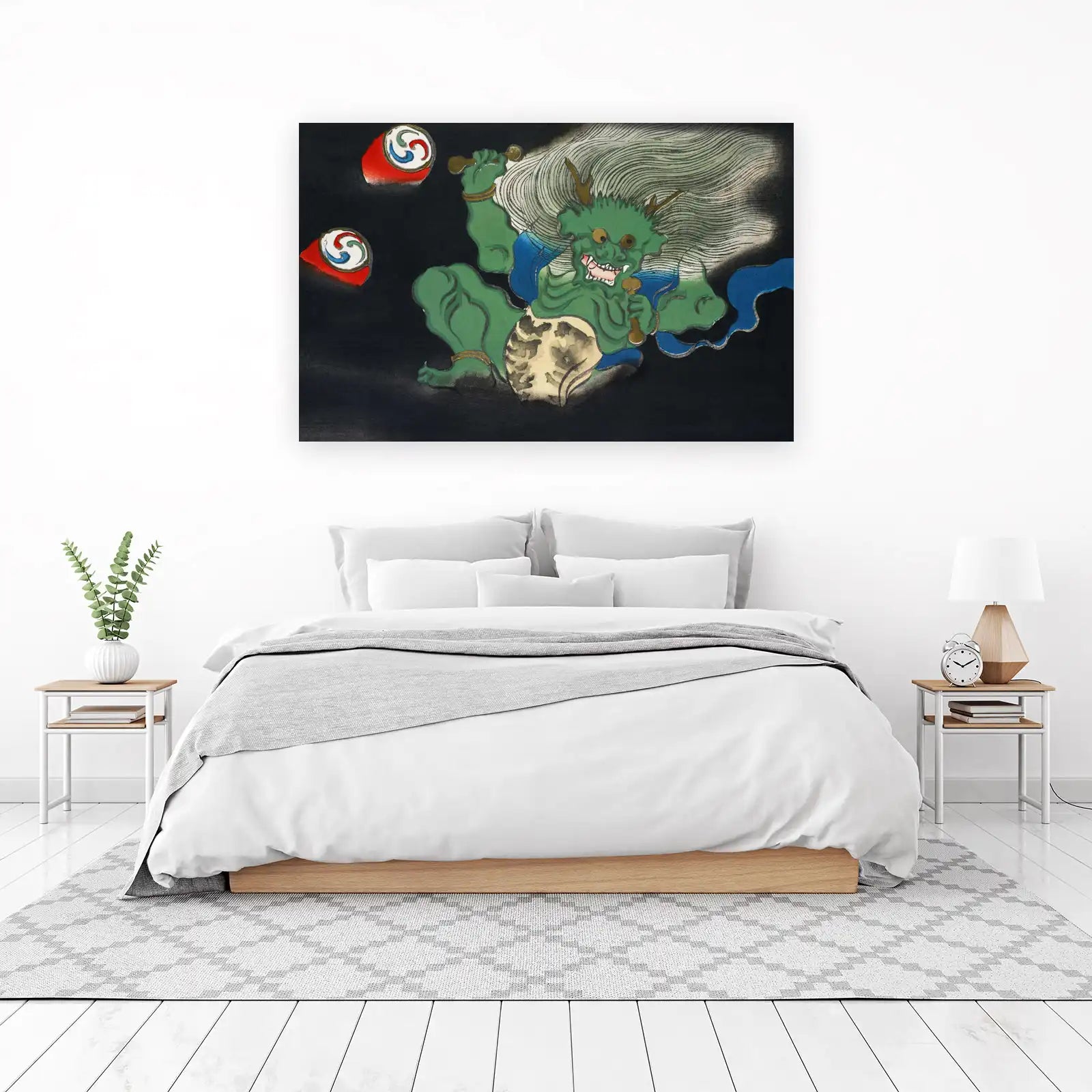 Majestic Green Oni Japanese Folklore Wall Art