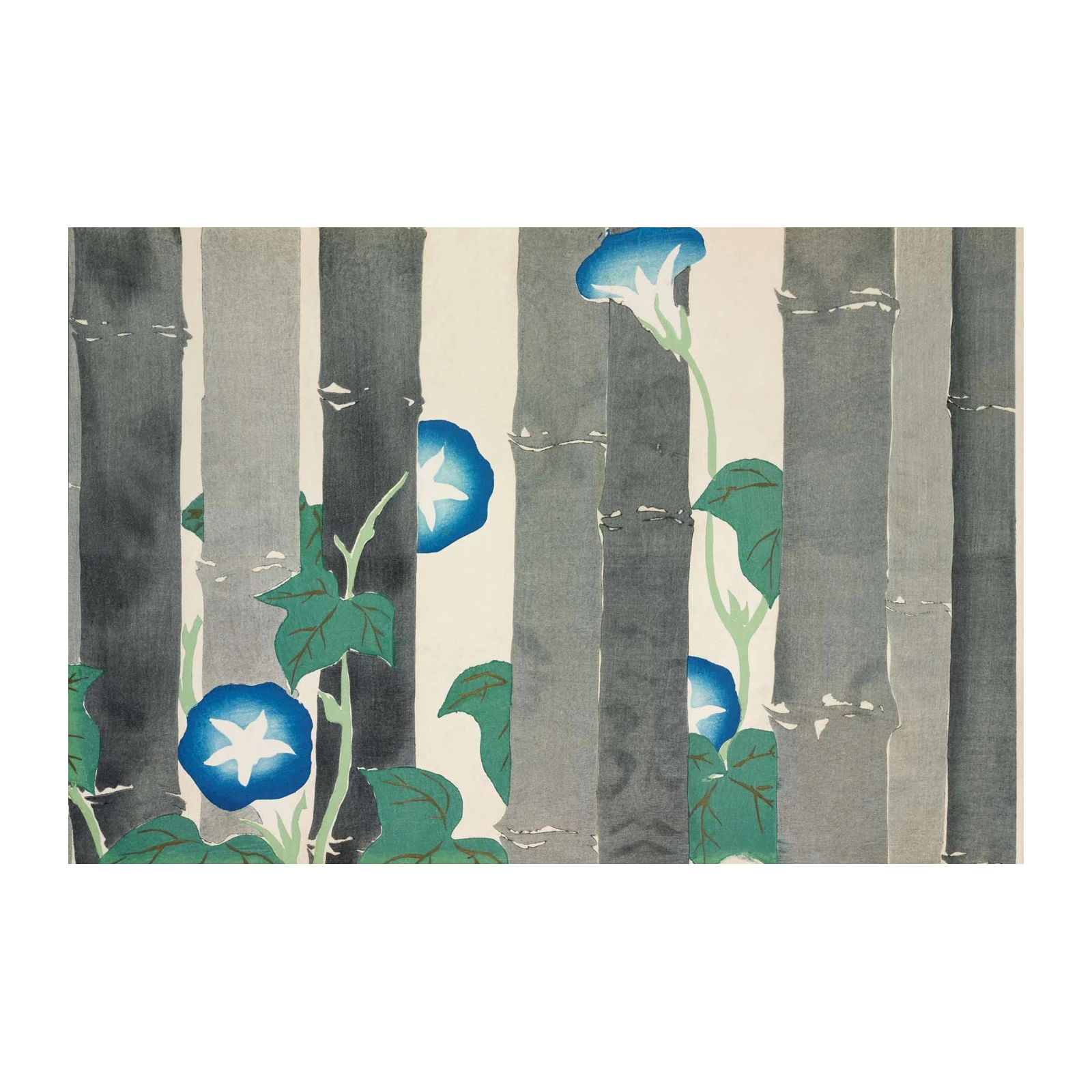 Morning Glory & Bamboo Japanese Art Wall Art