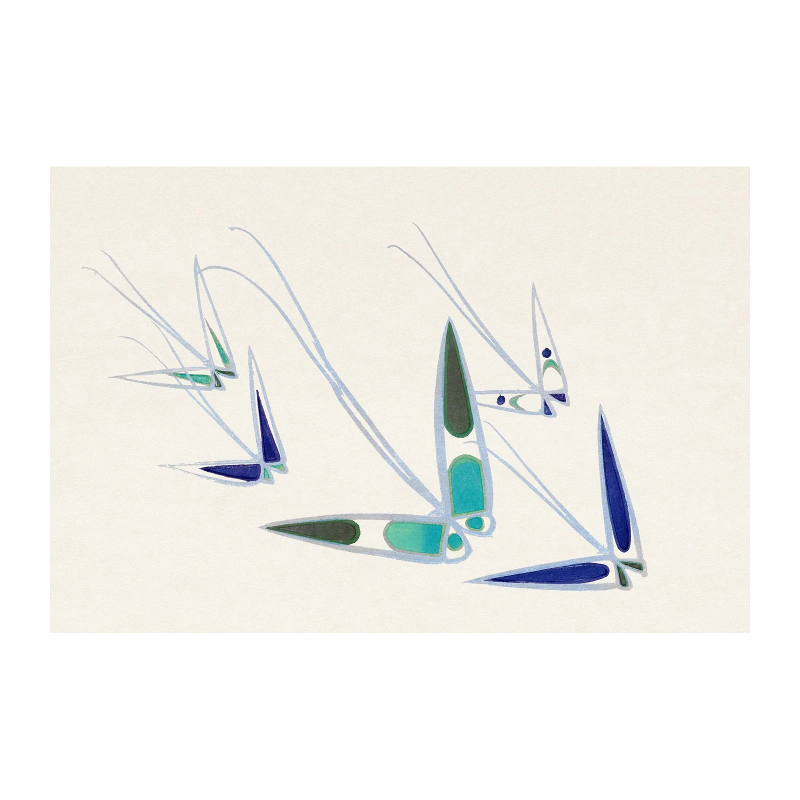 Abstract Sailboats Coastal Serenity Wall Art