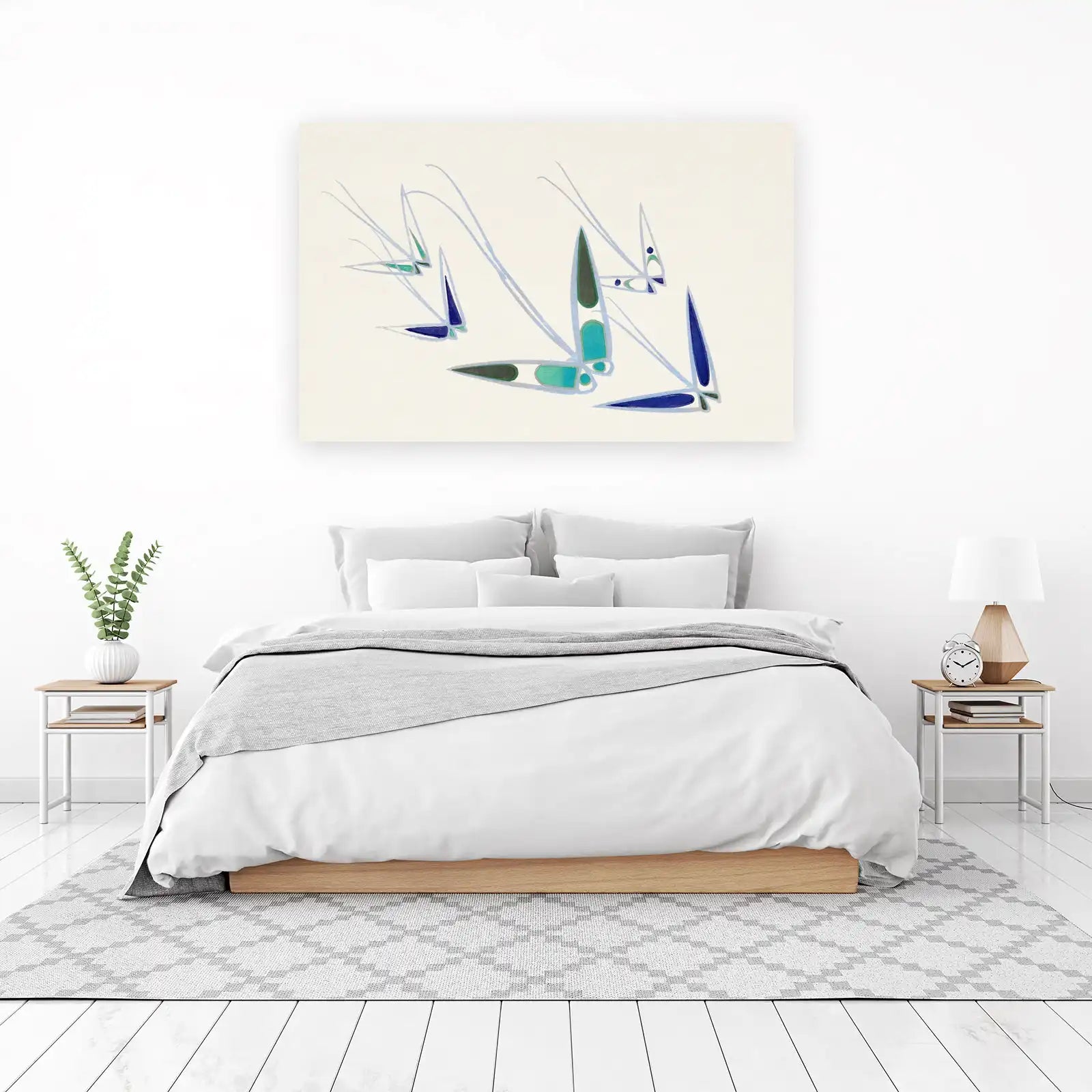 Abstract Sailboats Coastal Serenity Wall Art