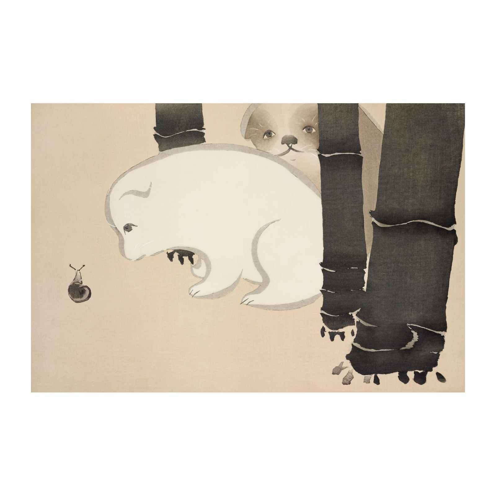 Playful Panda & Snail Bamboo Forest Wall Art