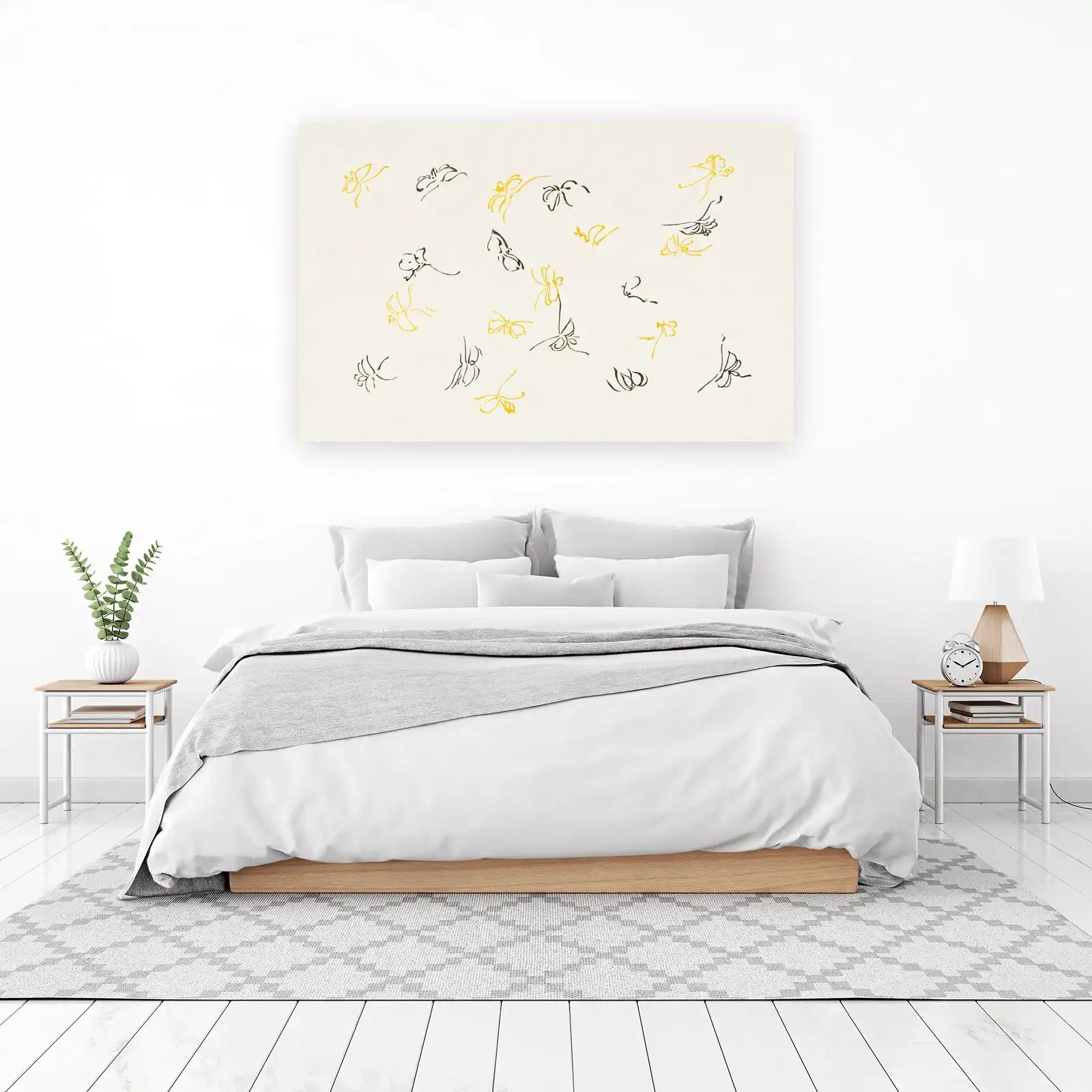 Elegant Floral Swirls Wall Art - Minimalist Wall Art