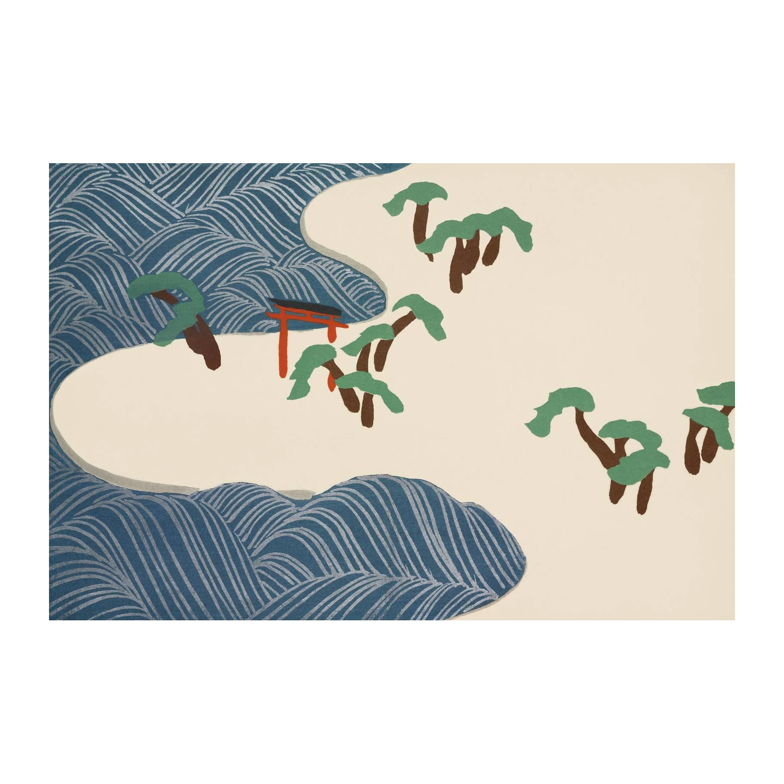 Serene Japanese Torii & Pine Trees Wall Art