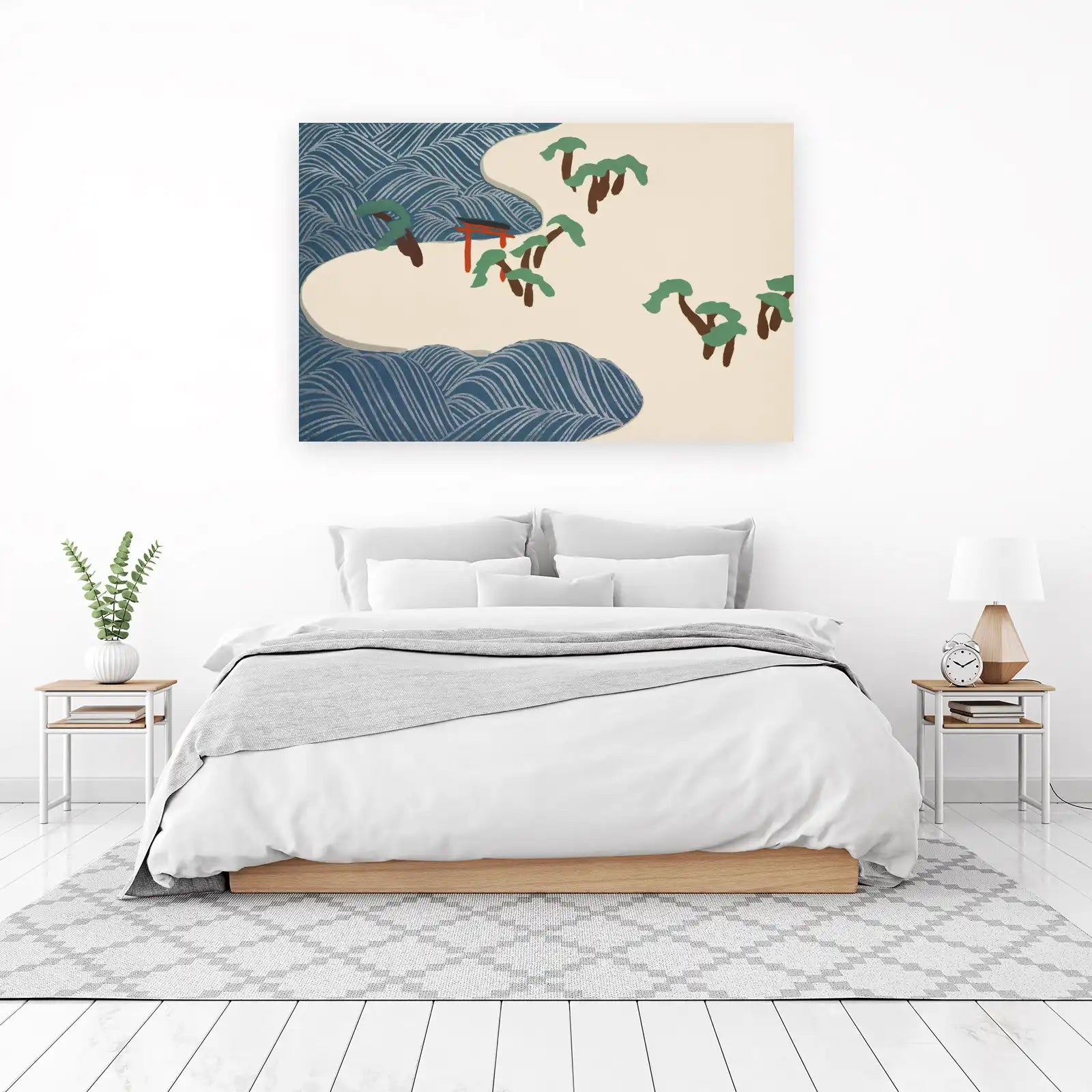 Serene Japanese Torii & Pine Trees Wall Art