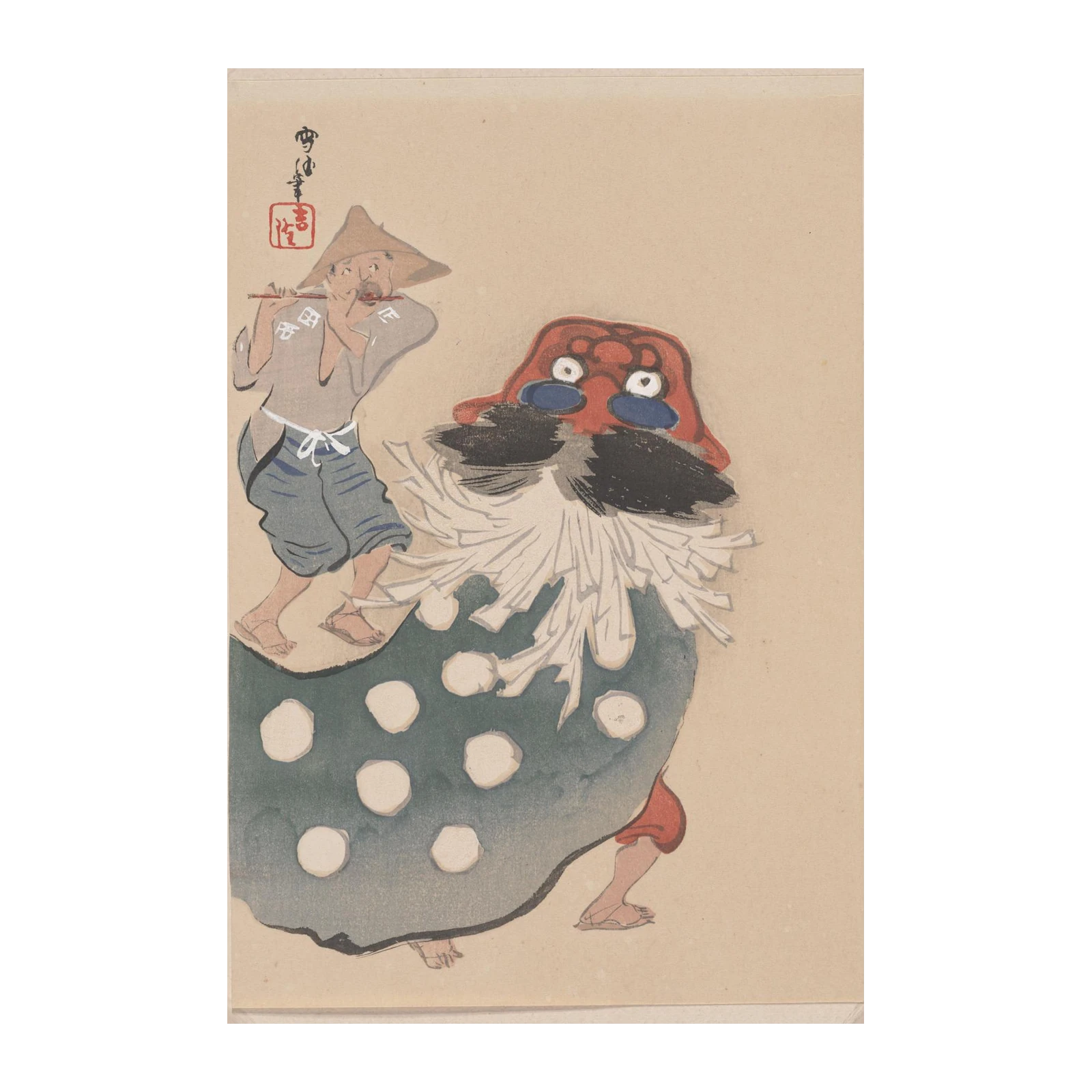 Whimsical Japanese Festival Scene Wall Art