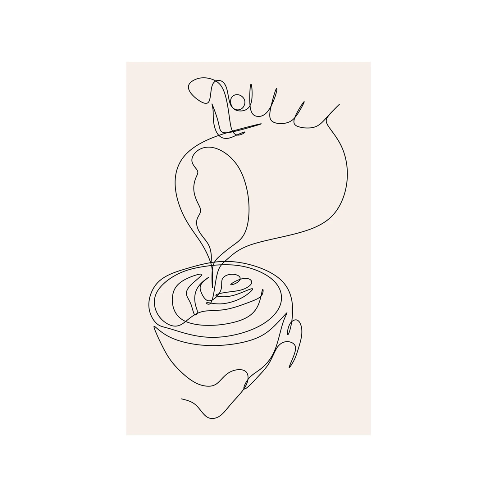Minimalist Coffee Art One-Line Drawing Wall Art