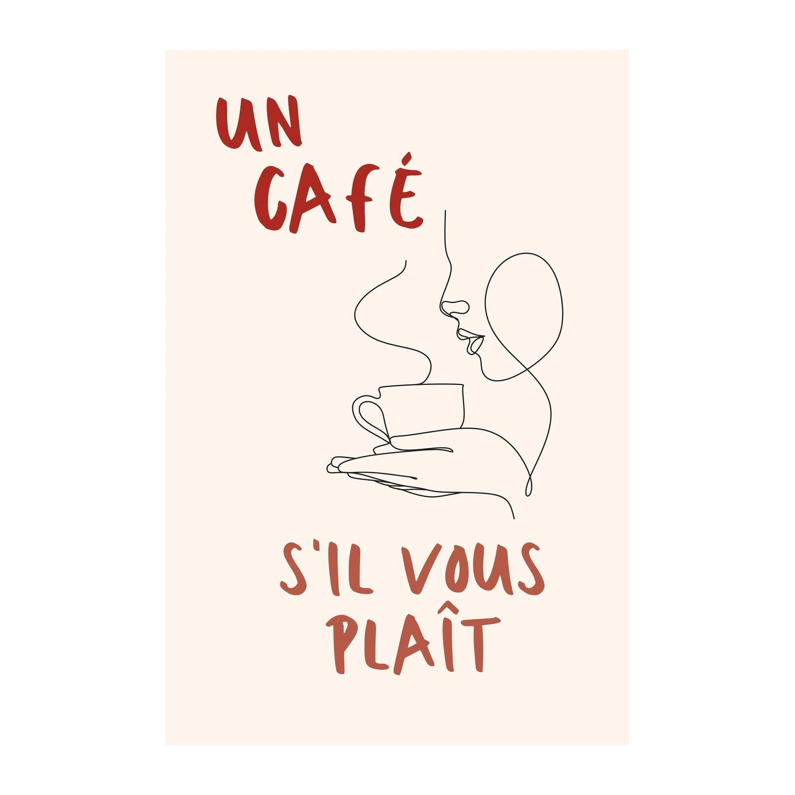 Minimalist Coffee Art: "Un Café S'il Vous Plait" Wall Art