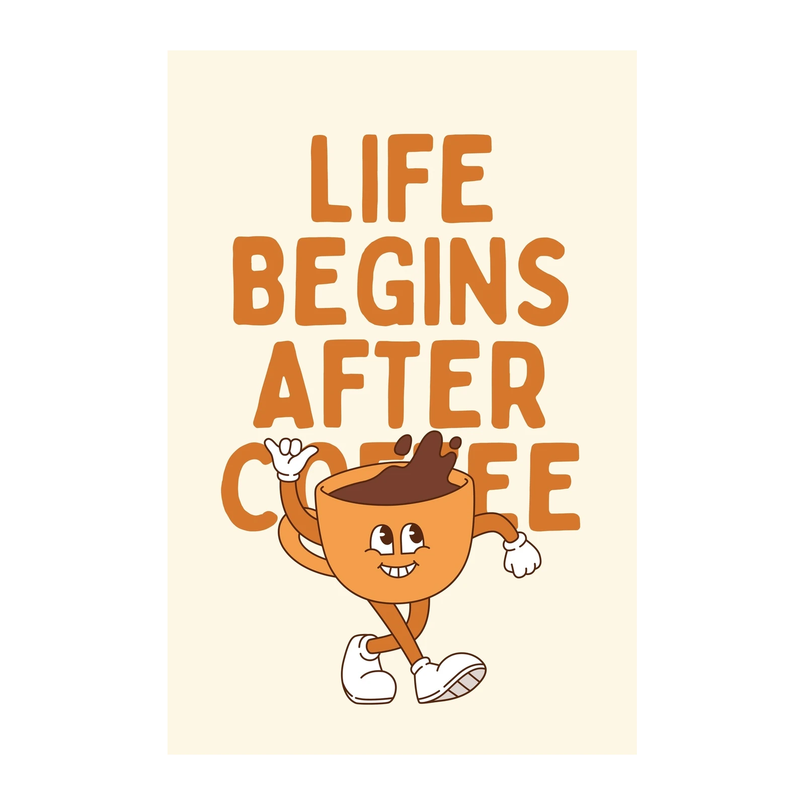 Retro Coffee Lover "Life Begins After Coffee" Wall Art