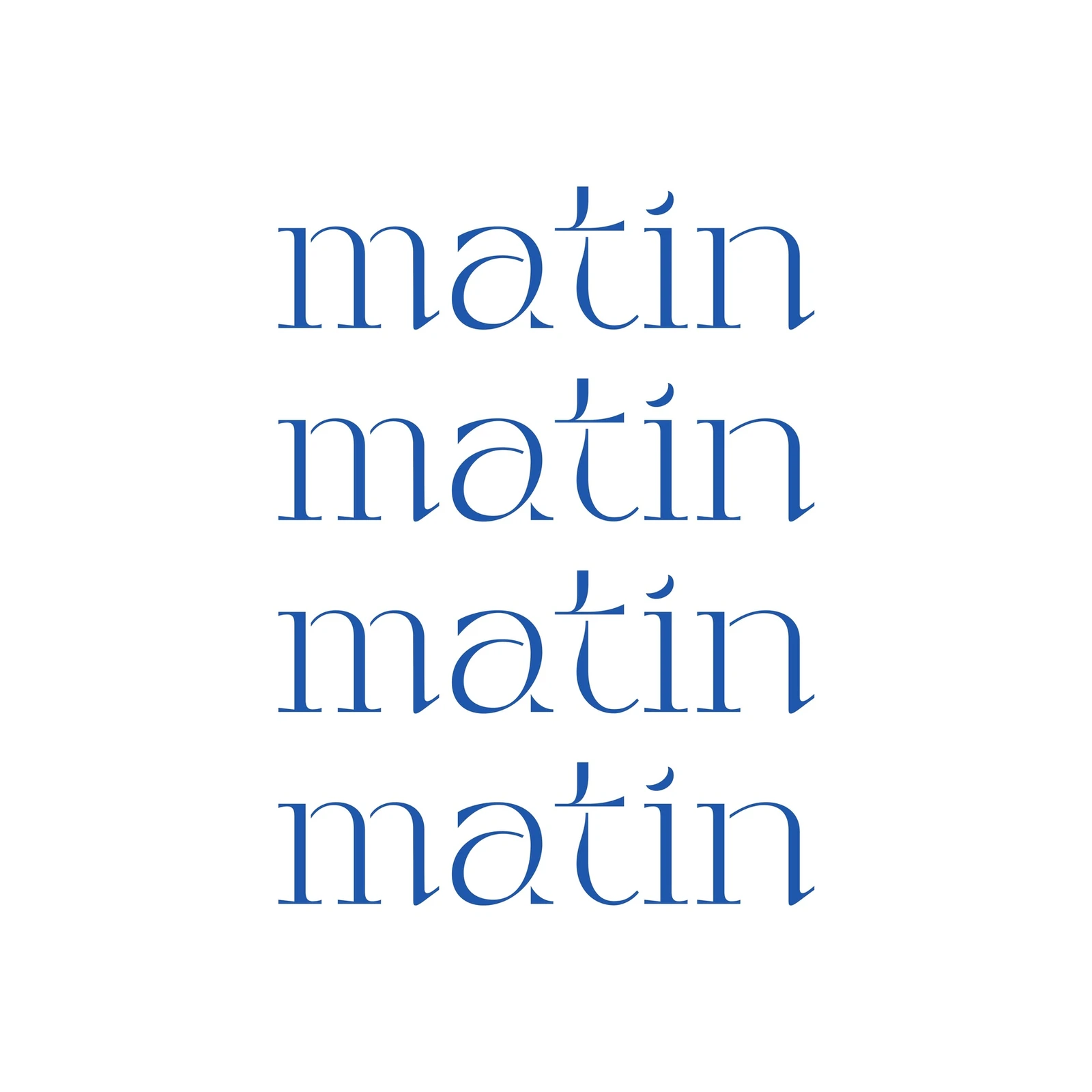 French "Matin" Typography Blue Wall Art