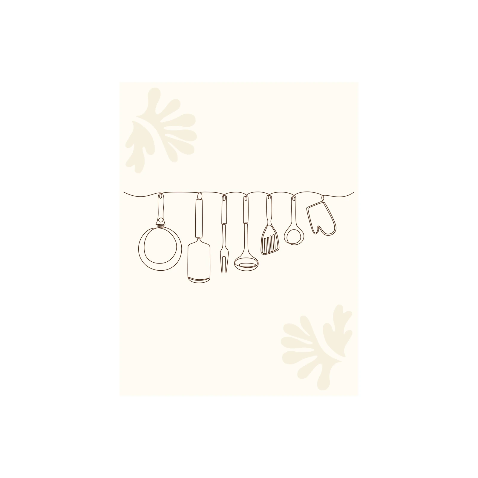 Kitchen Utensils Line Art Wall Art