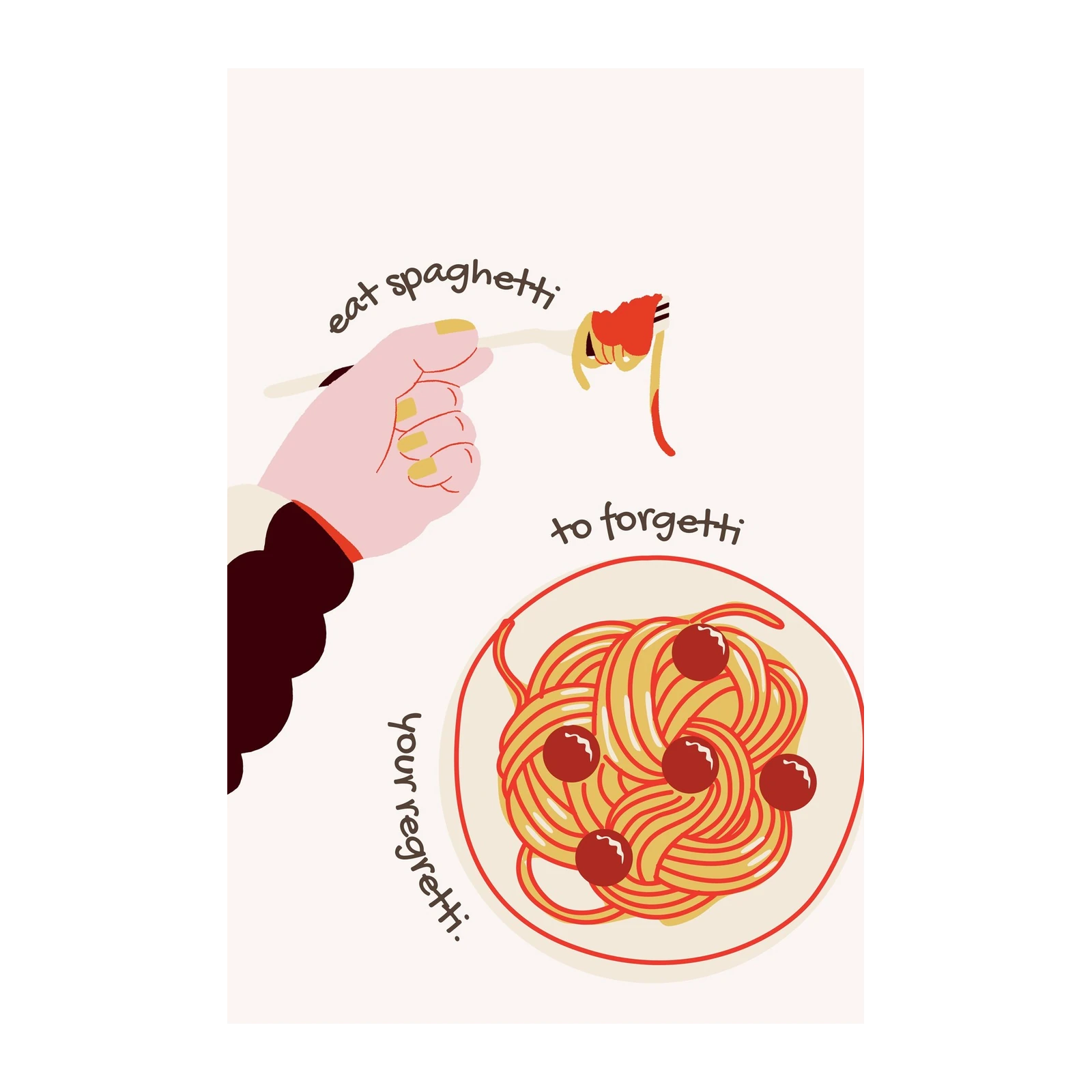 Funny Eat Spaghetti to Forgettti Wall Art