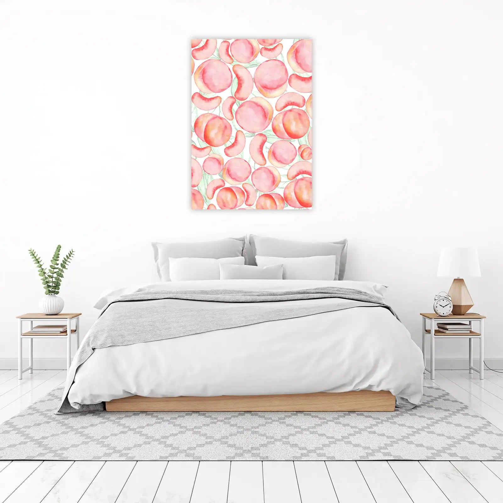 Juicy Peach Watercolor Pattern Wall Art