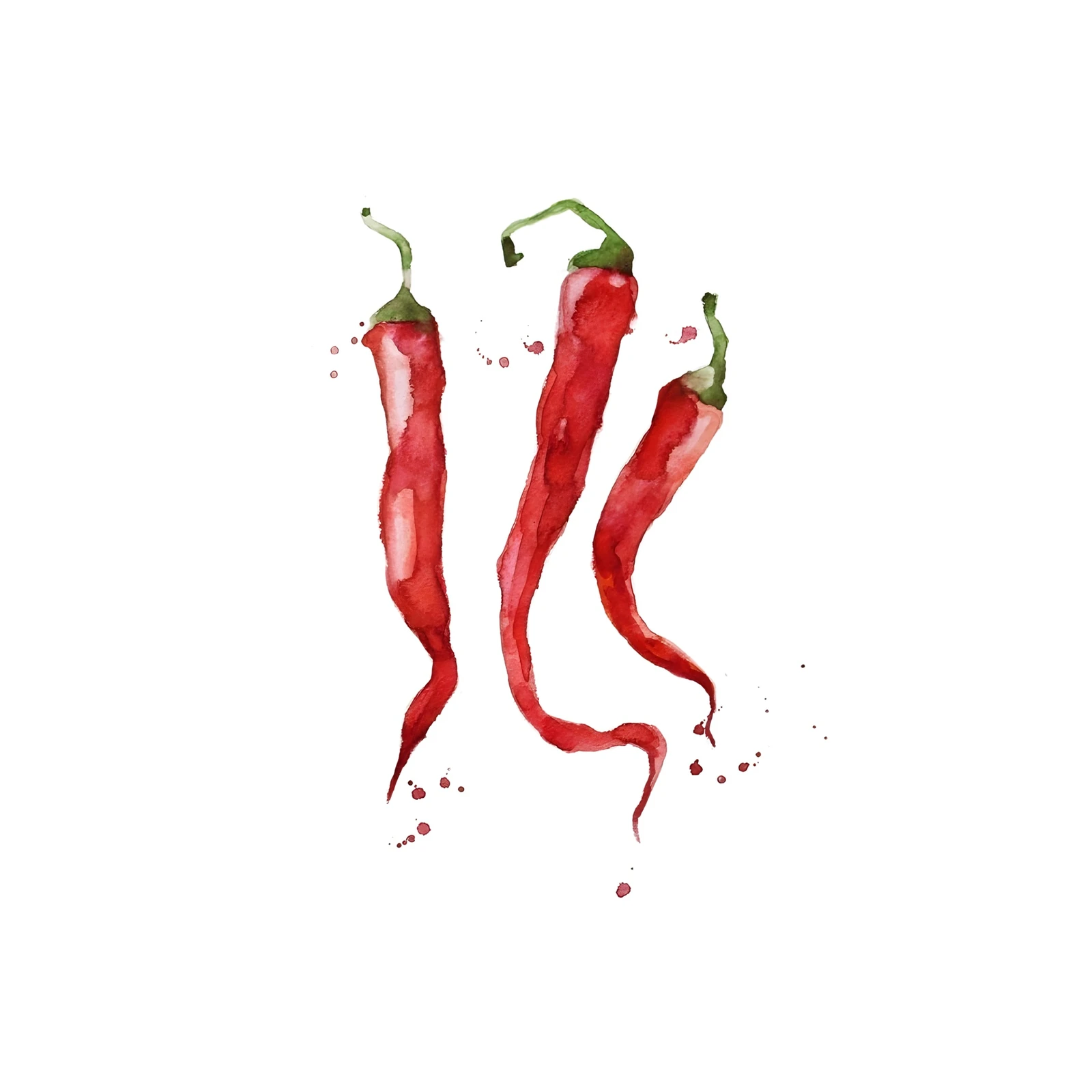 Spicy Flair Watercolor Chili Peppers Wall Art