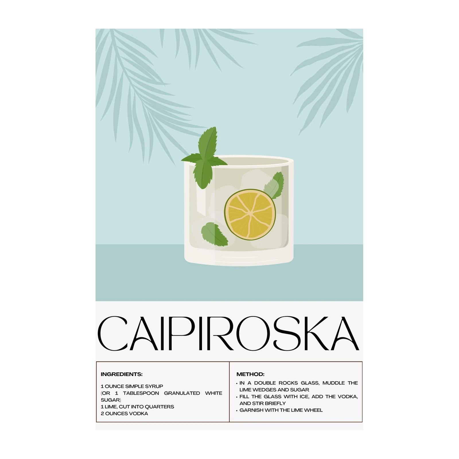 Refreshing Caipiroska Cocktail Recipe Wall Art