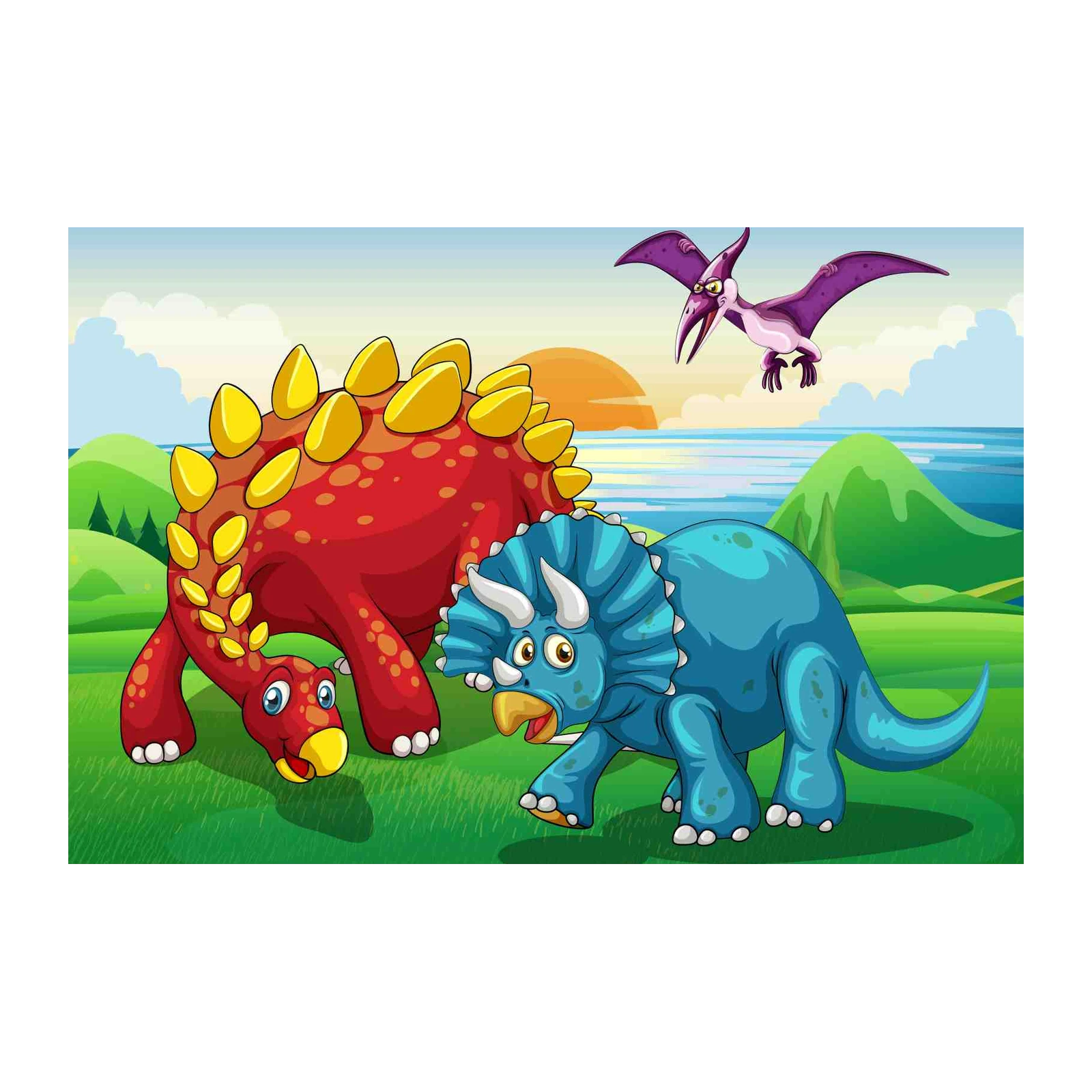 Dinosaur Friends Jurassic Landscape Wall Art
