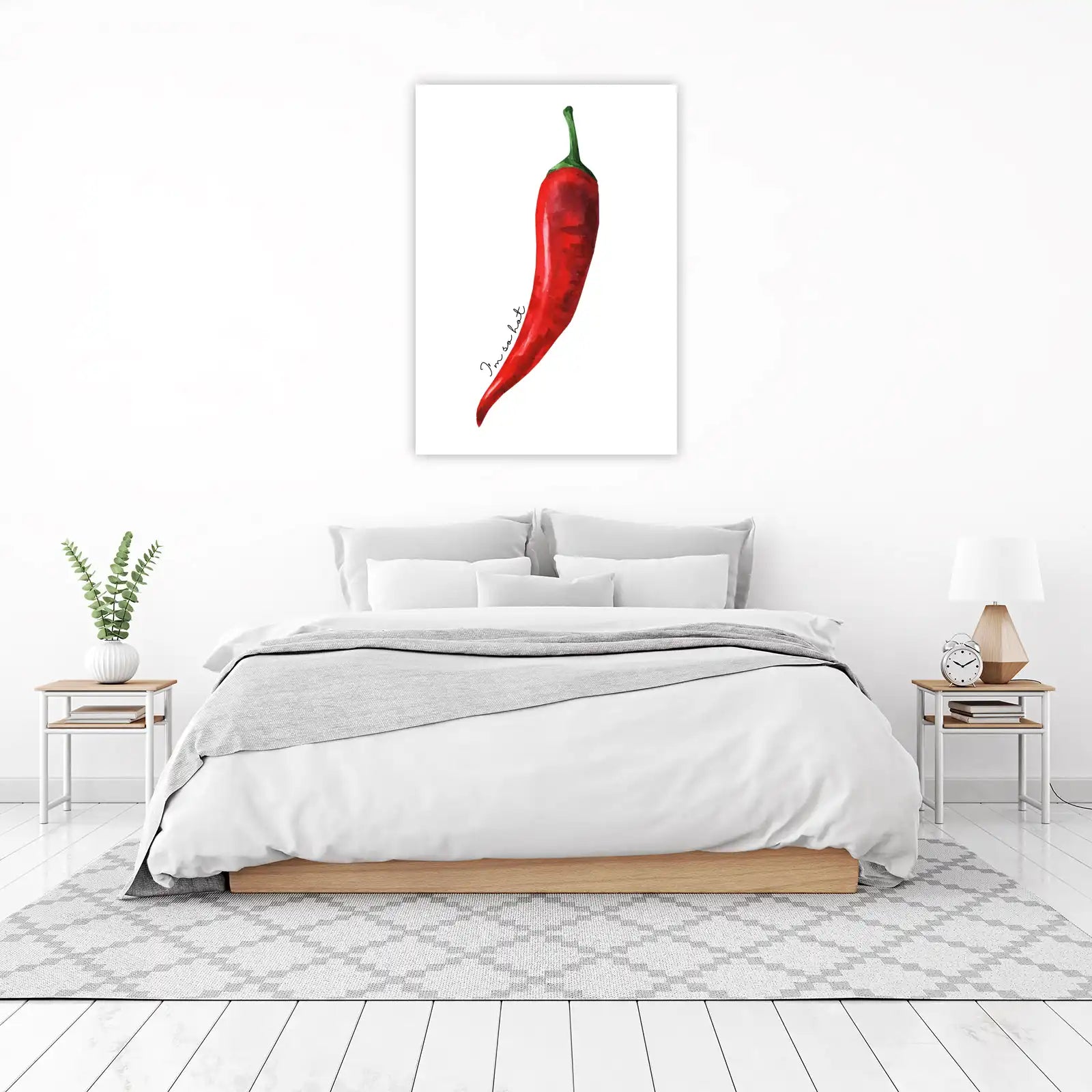 Red Chili Pepper "So Hot" Watercolor Wall Art